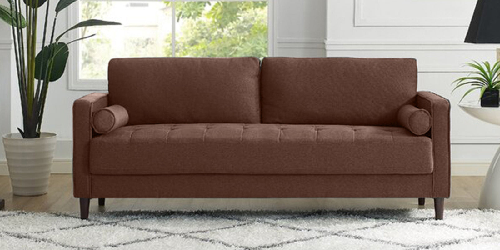 Darvin Fabric 3 Seater Sofa In Coffee Brown Colour - Febonic Living