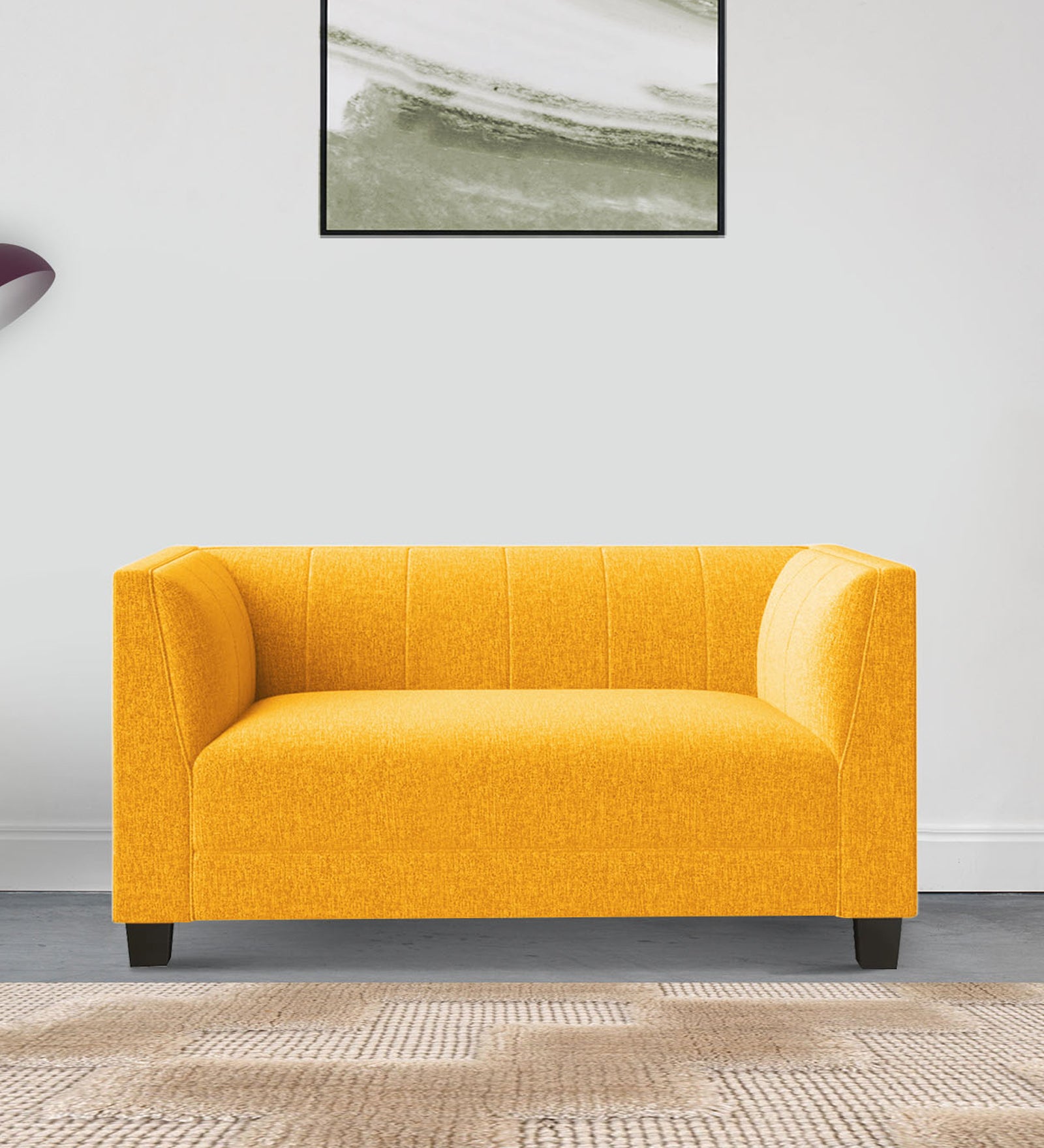 Chastin Fabric 2 Seater Sofa In Bold Yellow Colour - Febonic Living