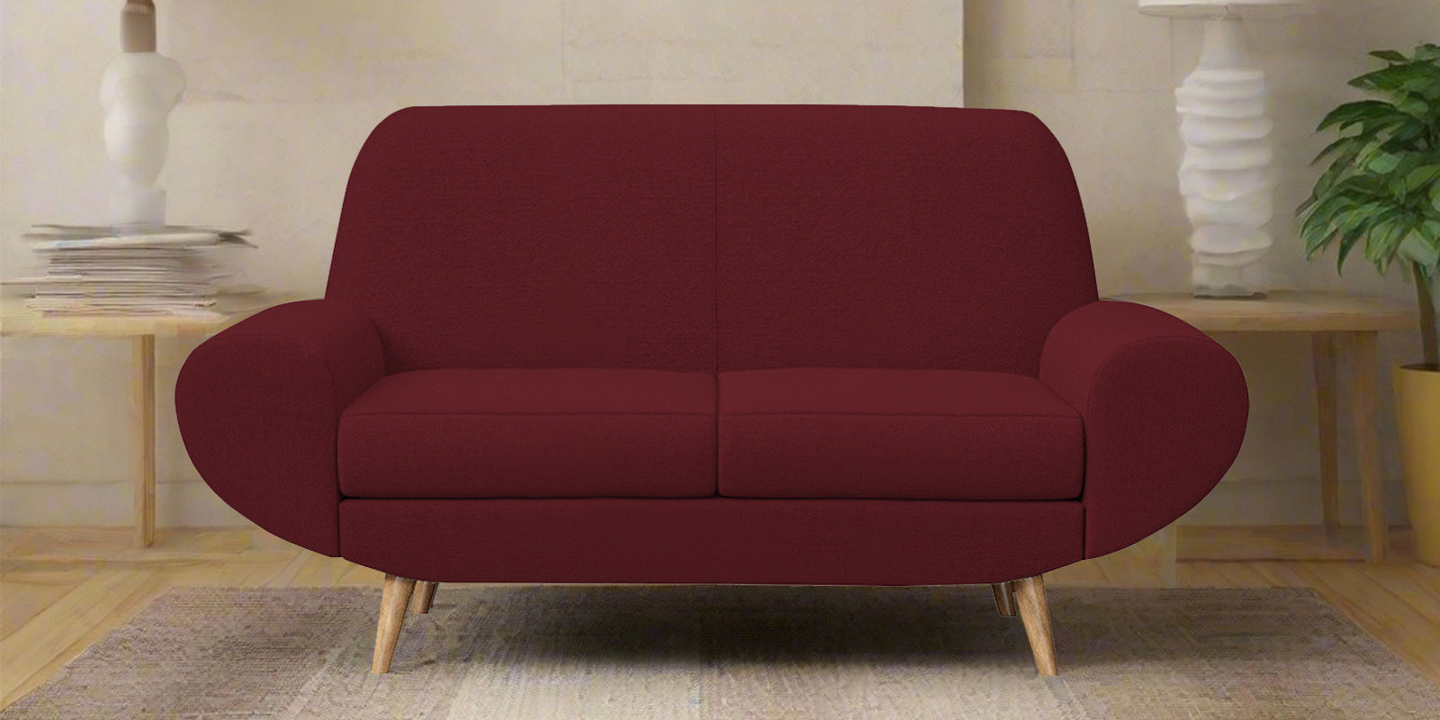 Jessy Fabric 2 Seater Sofa In Blood Maroon Colour - Febonic Living