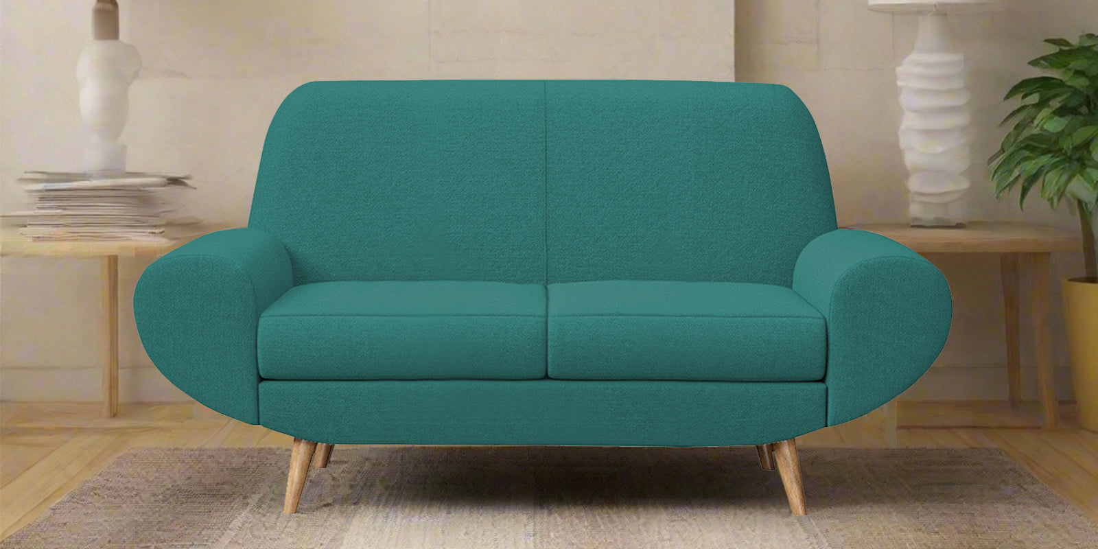 Jessy Fabric 2 Seater Sofa In Sea Green Colour - Febonic Living