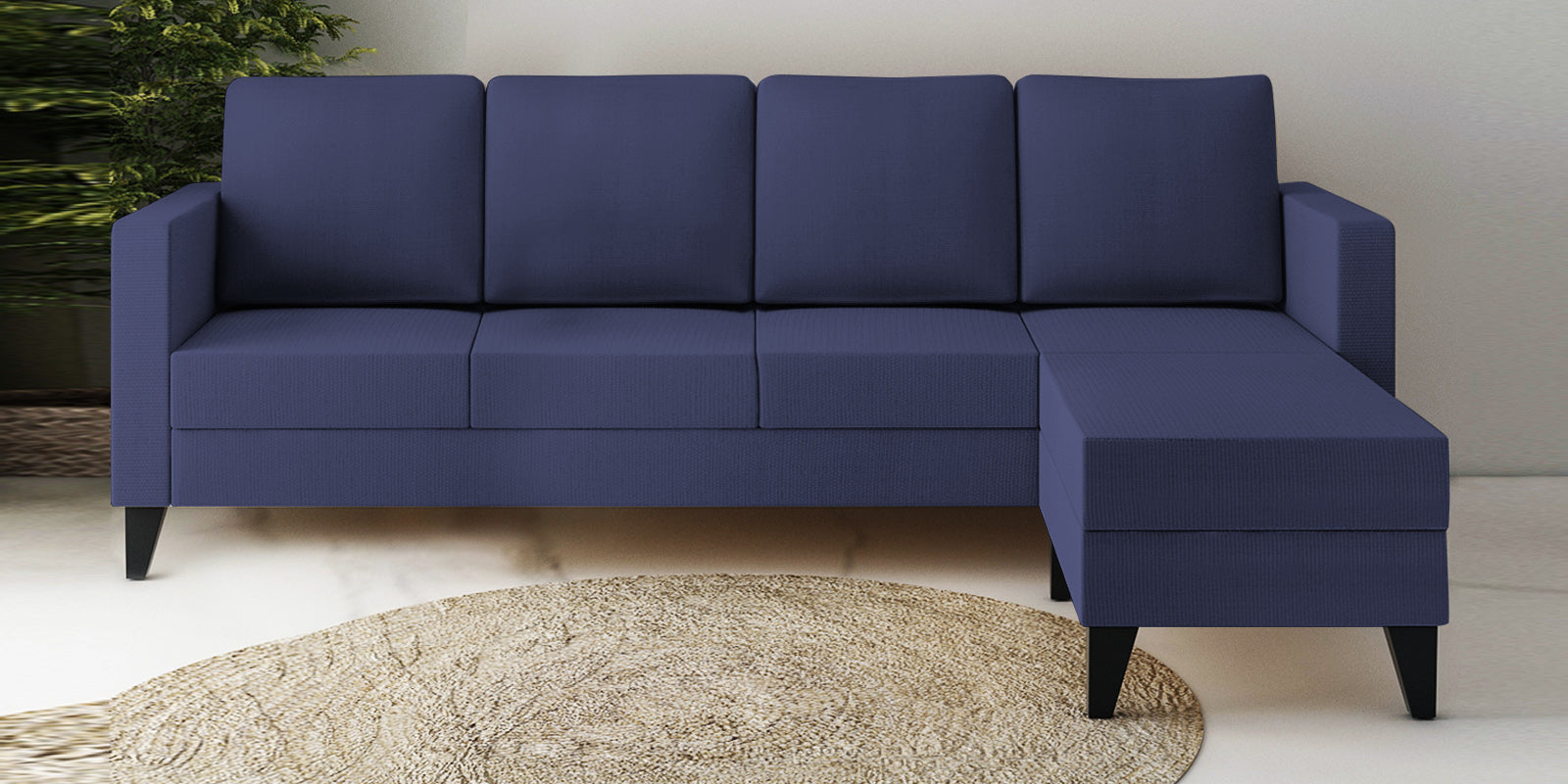 Nori Fabric LHS Sectional Sofa (3+Lounger) In Slate Blue Colour - Febonic Living
