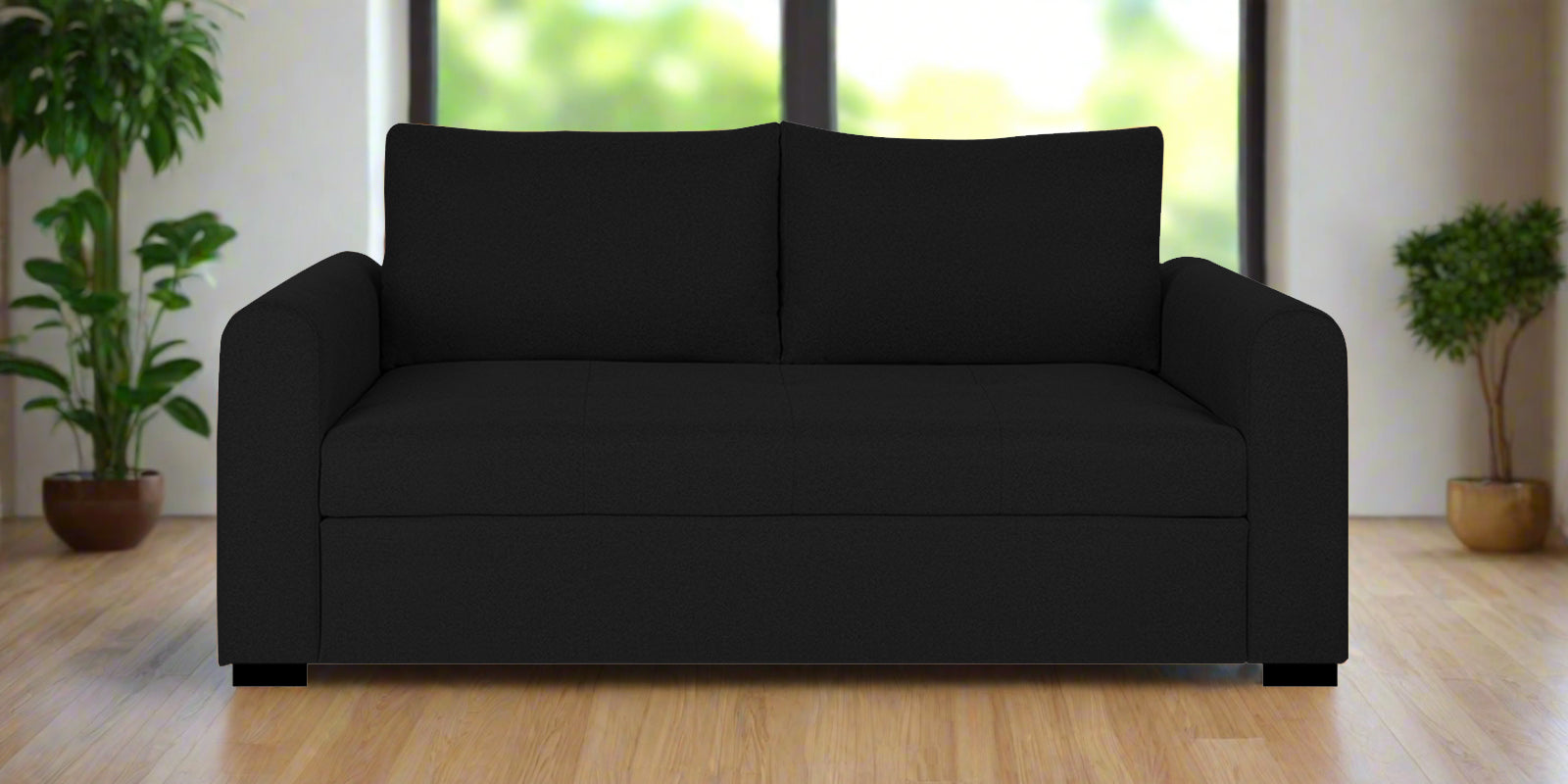 Sigma Fabric 2 Seater Sofa In Zed Black Colour - Febonic Living