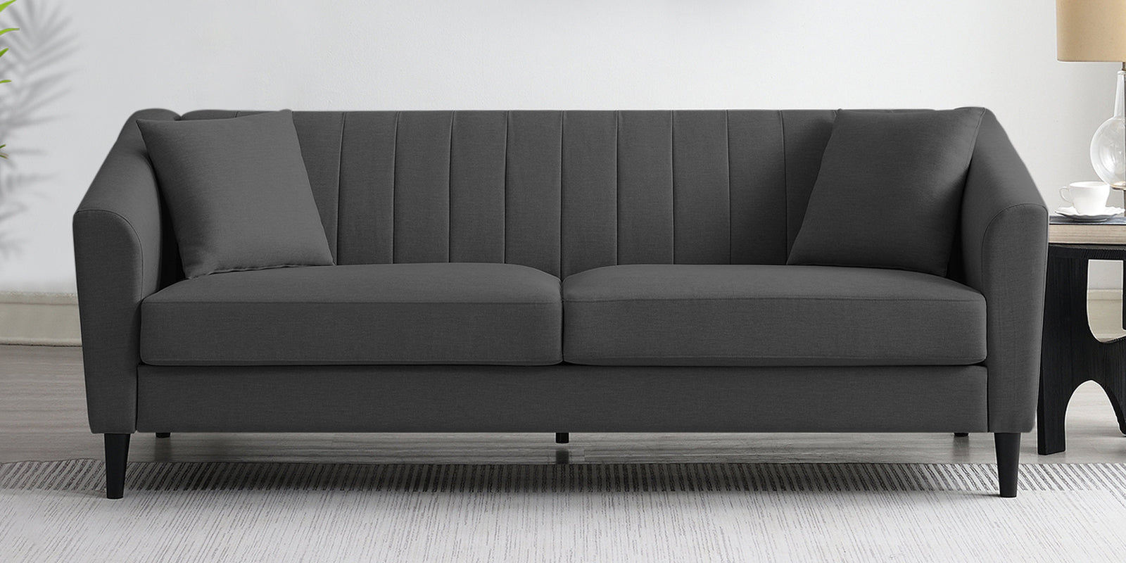 Polon Fabric 3 Seater Sofa In Stone Grey Colour - Febonic Living