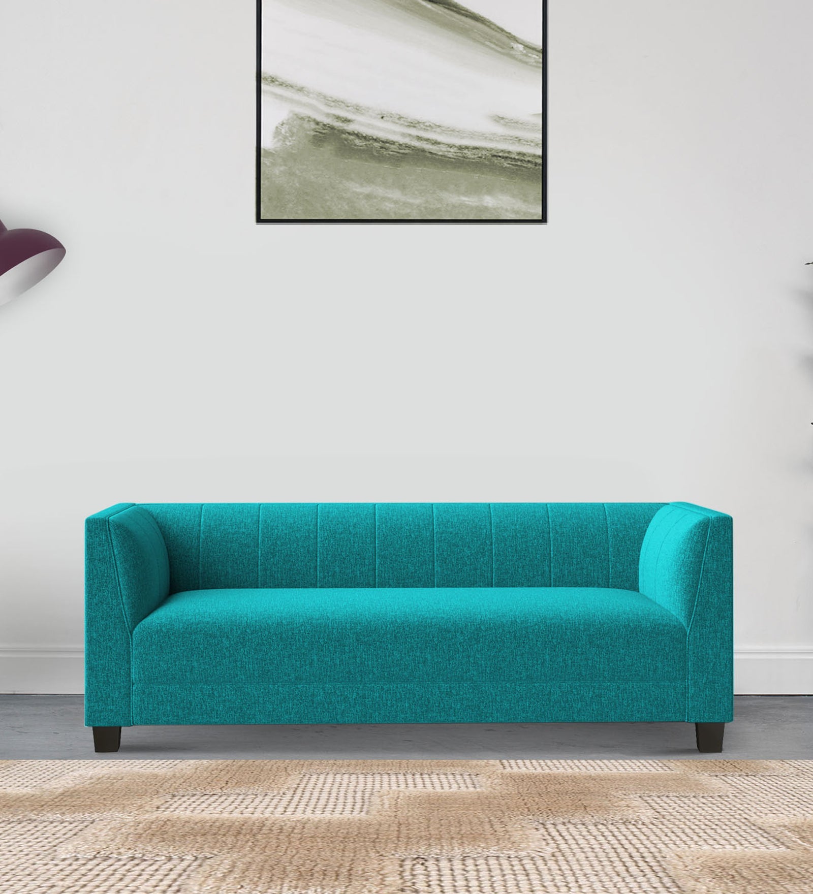 Chastin Fabric 3 Seater Sofa In Sea Green Colour - Febonic Living