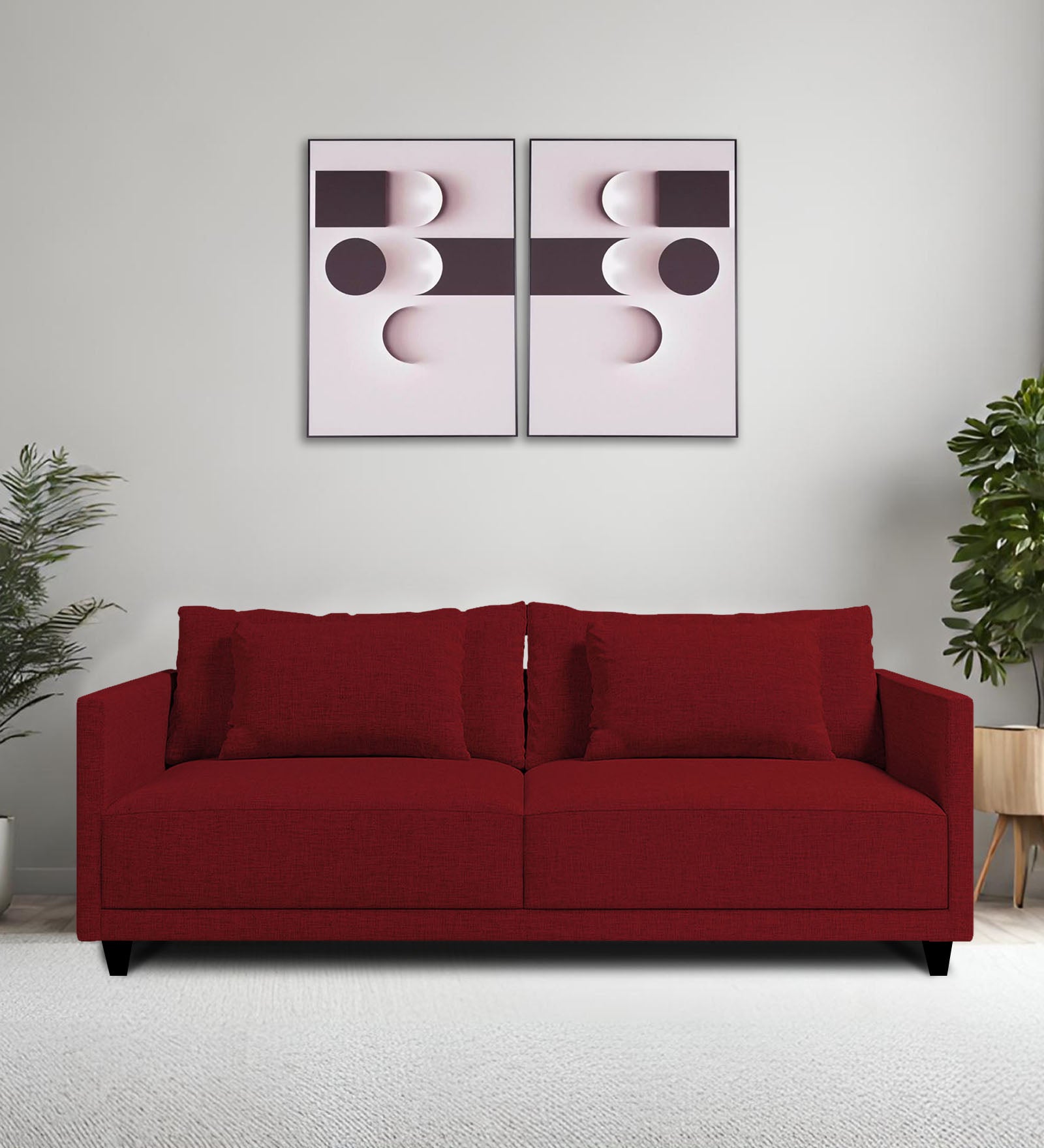 Kera Fabric 2 Seater Sofa In Blood Maroon Colour - Febonic Living