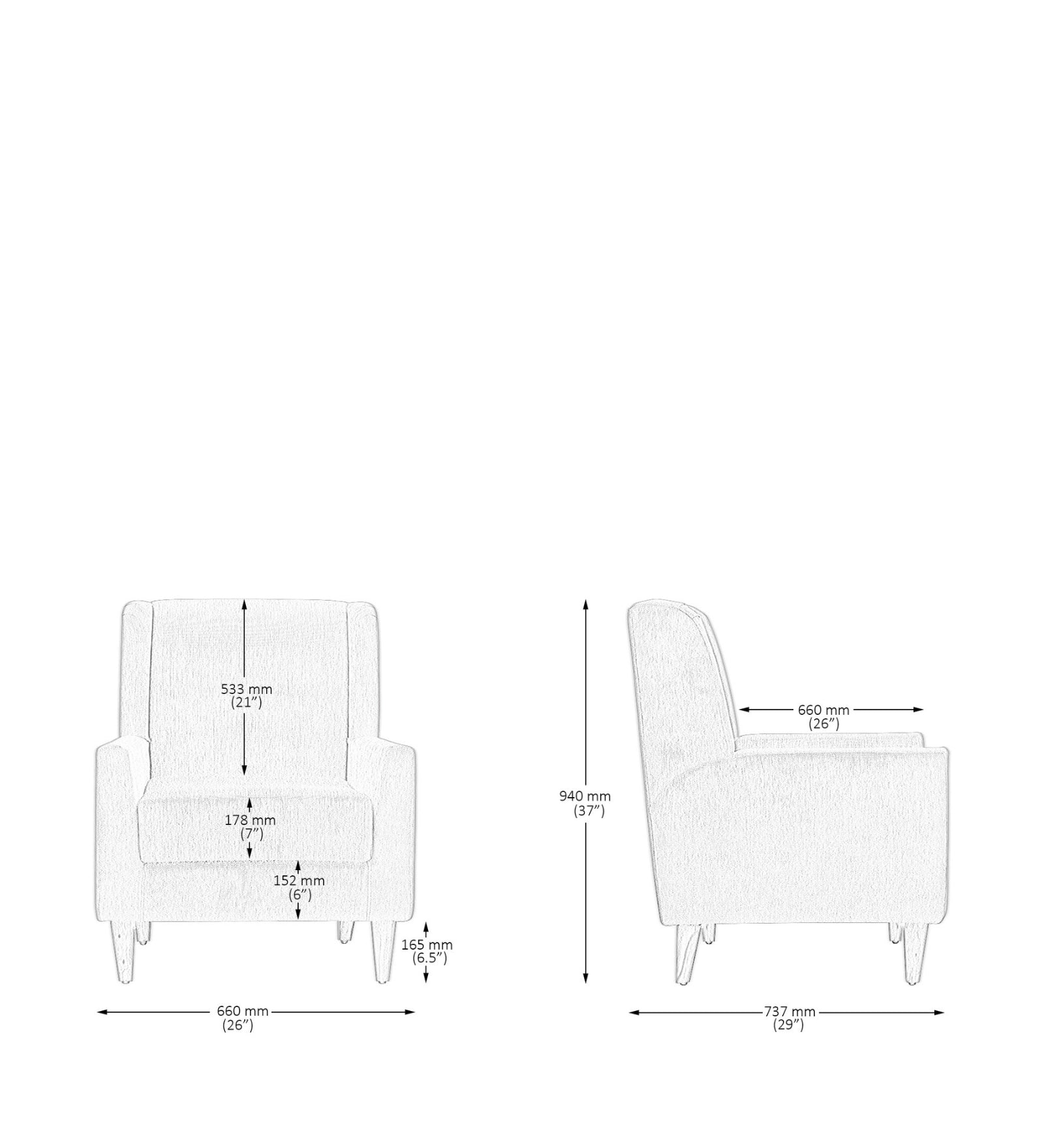 HIPPO Fabric Arm Chair In Blood Maroon Colour - Febonic Living