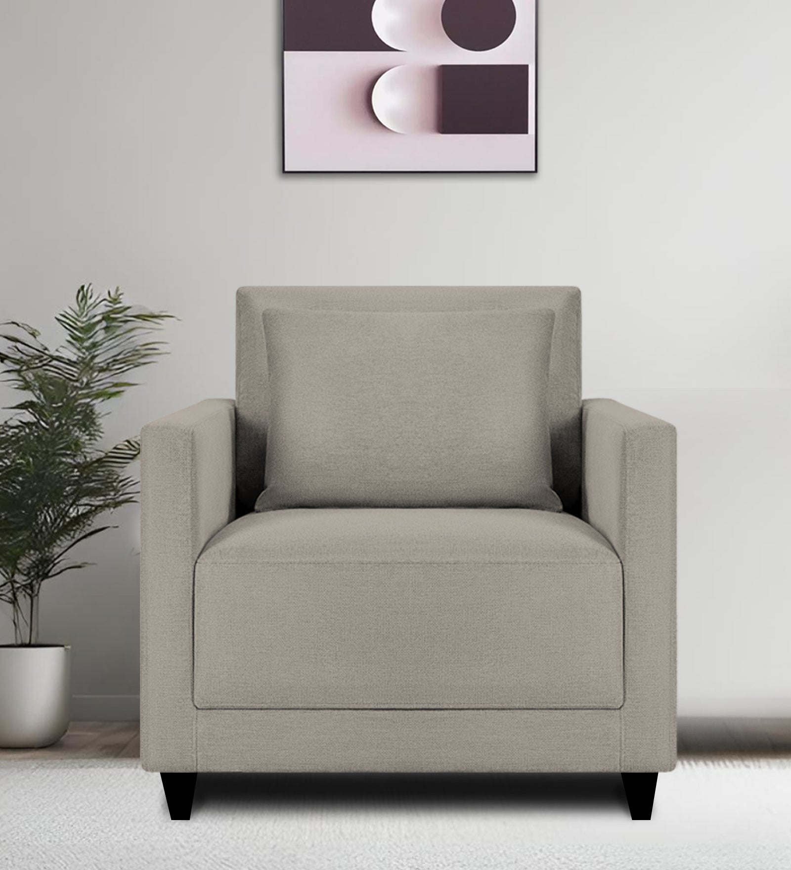 Kera Fabric 1 Seater Sofa In Ash Grey Colour - Febonic Living