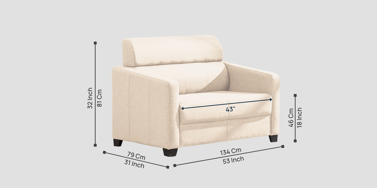 Devo Fabric 2 Seater Sofa In Woom Beige Colour - Febonic Living