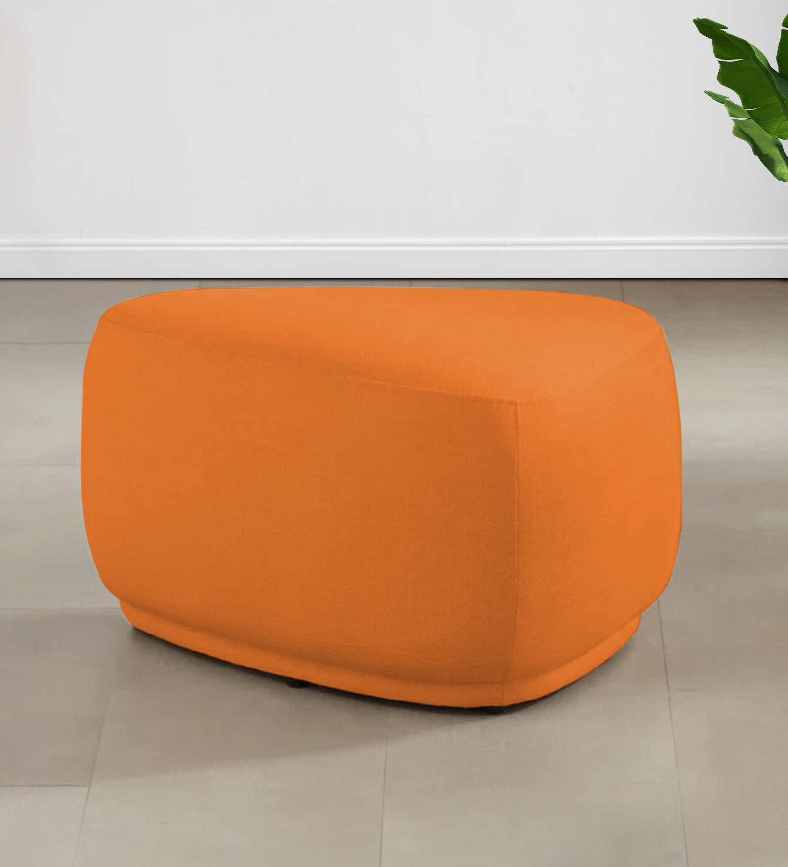 Nona Fabric Pouffe In Vivid Orange Colour - Febonic Living