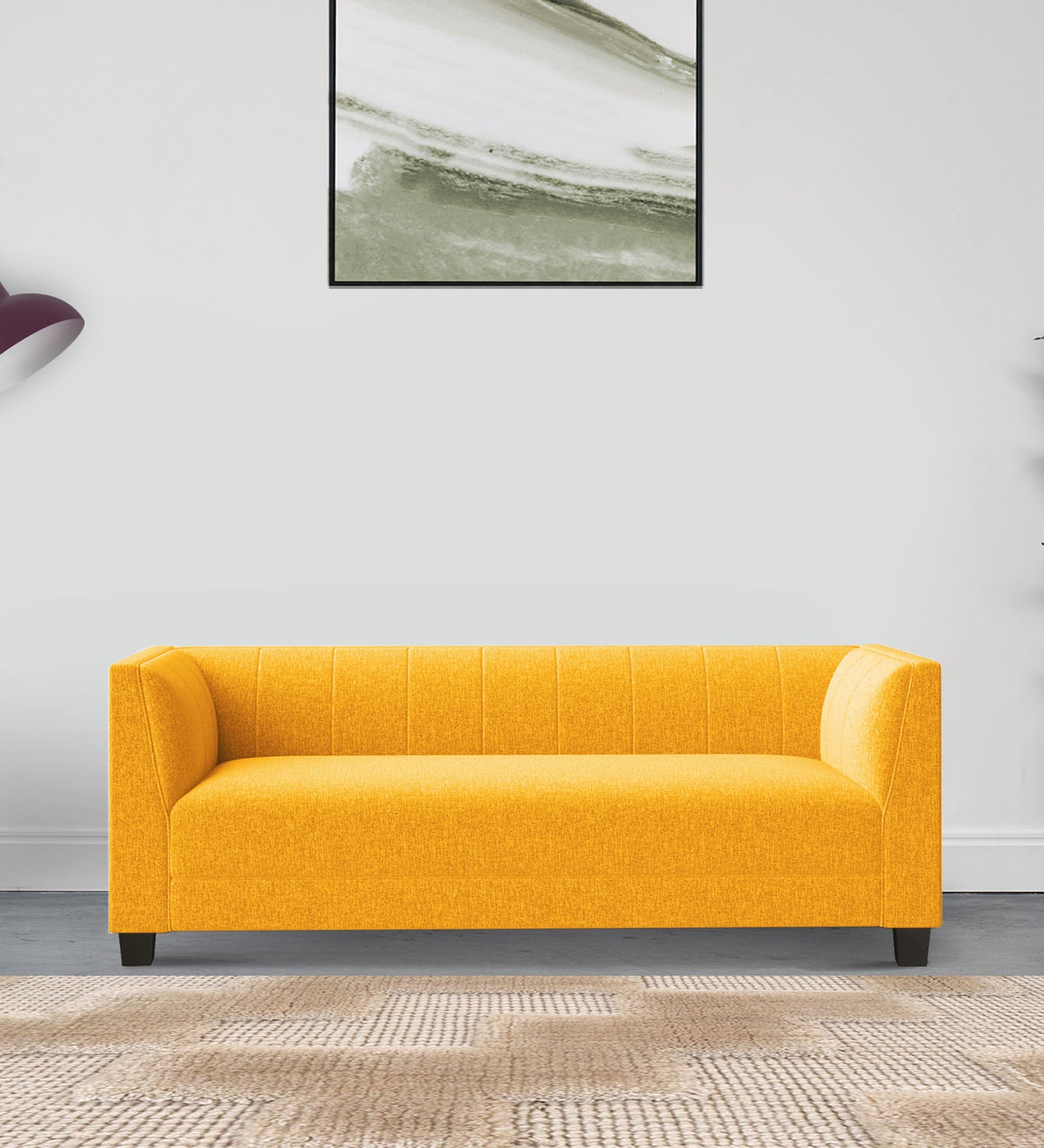Chastin Fabric 3 Seater Sofa In Bold Yellow Colour - Febonic Living