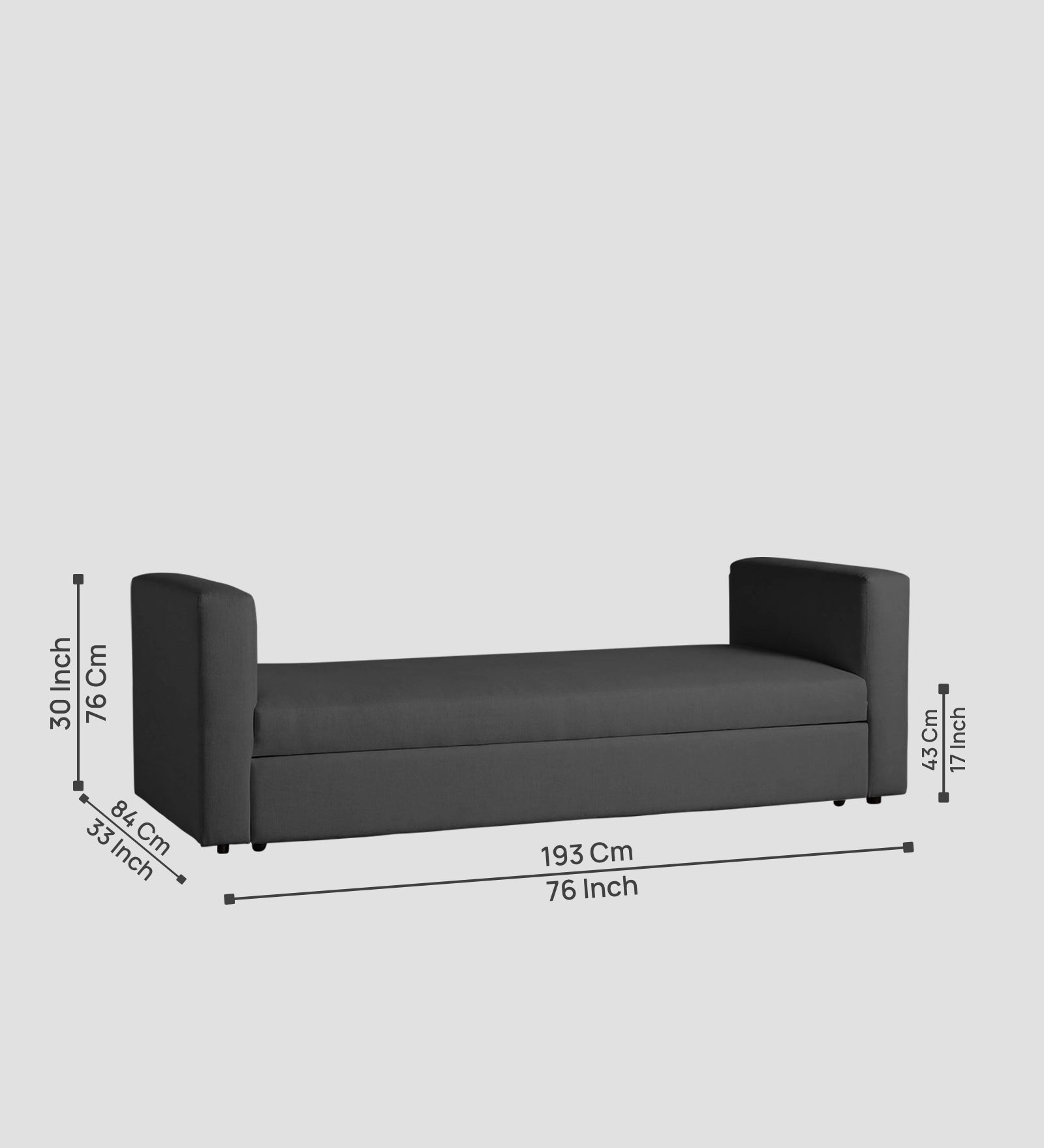 Tosy Fabric 3 Seater Pull Out Sofa Cum Bed In Stone Grey Colour - Febonic Living
