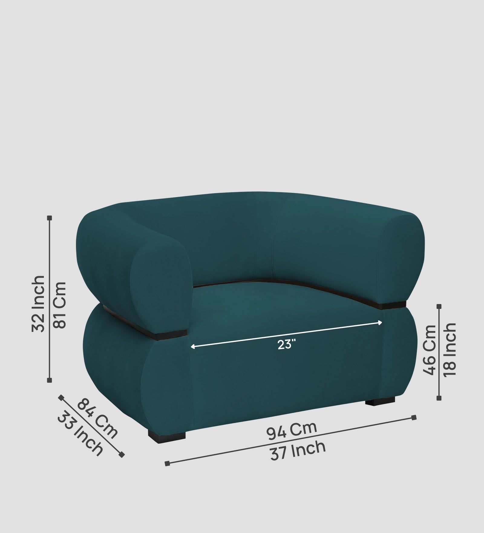 Kula Velvet 1 Seater Sofa In Arabian Green Colour - Febonic Living