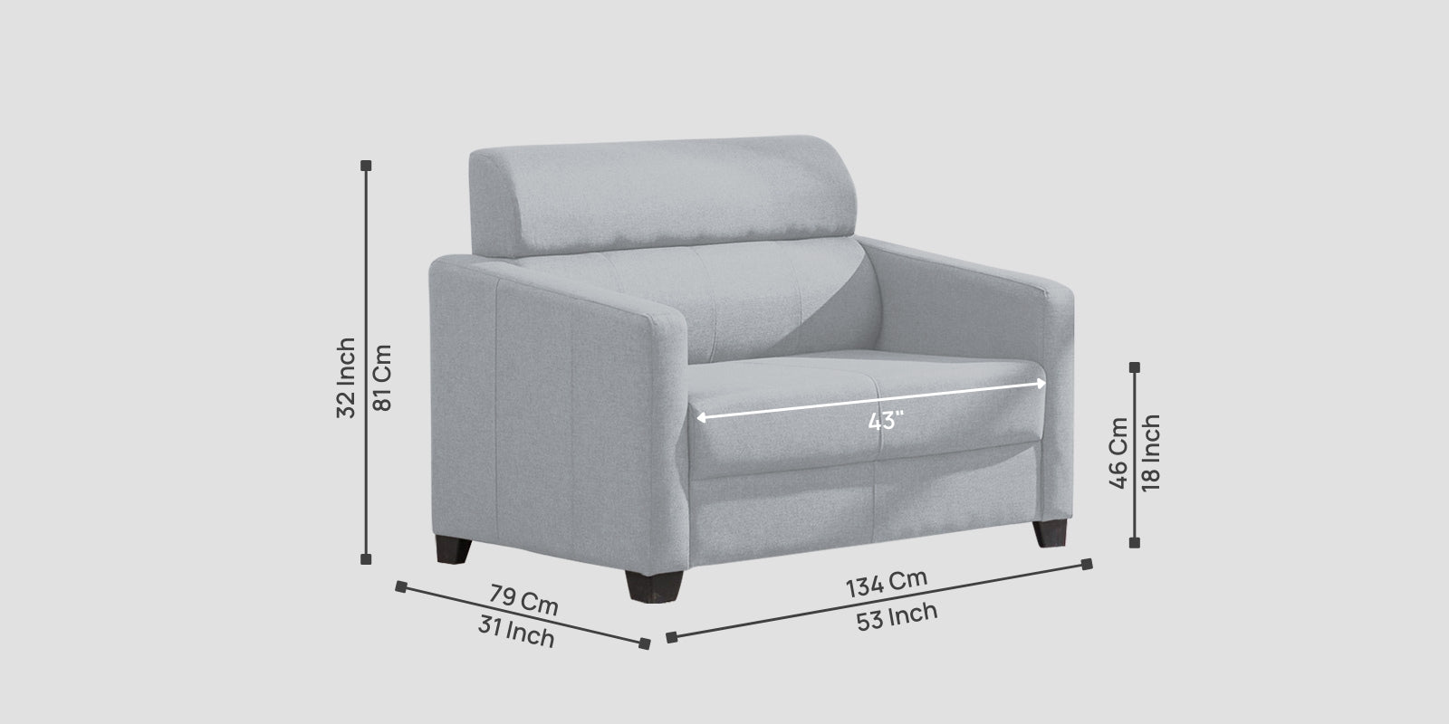 Devo Fabric 2 Seater Sofa In Coin Grey Colour - Febonic Living