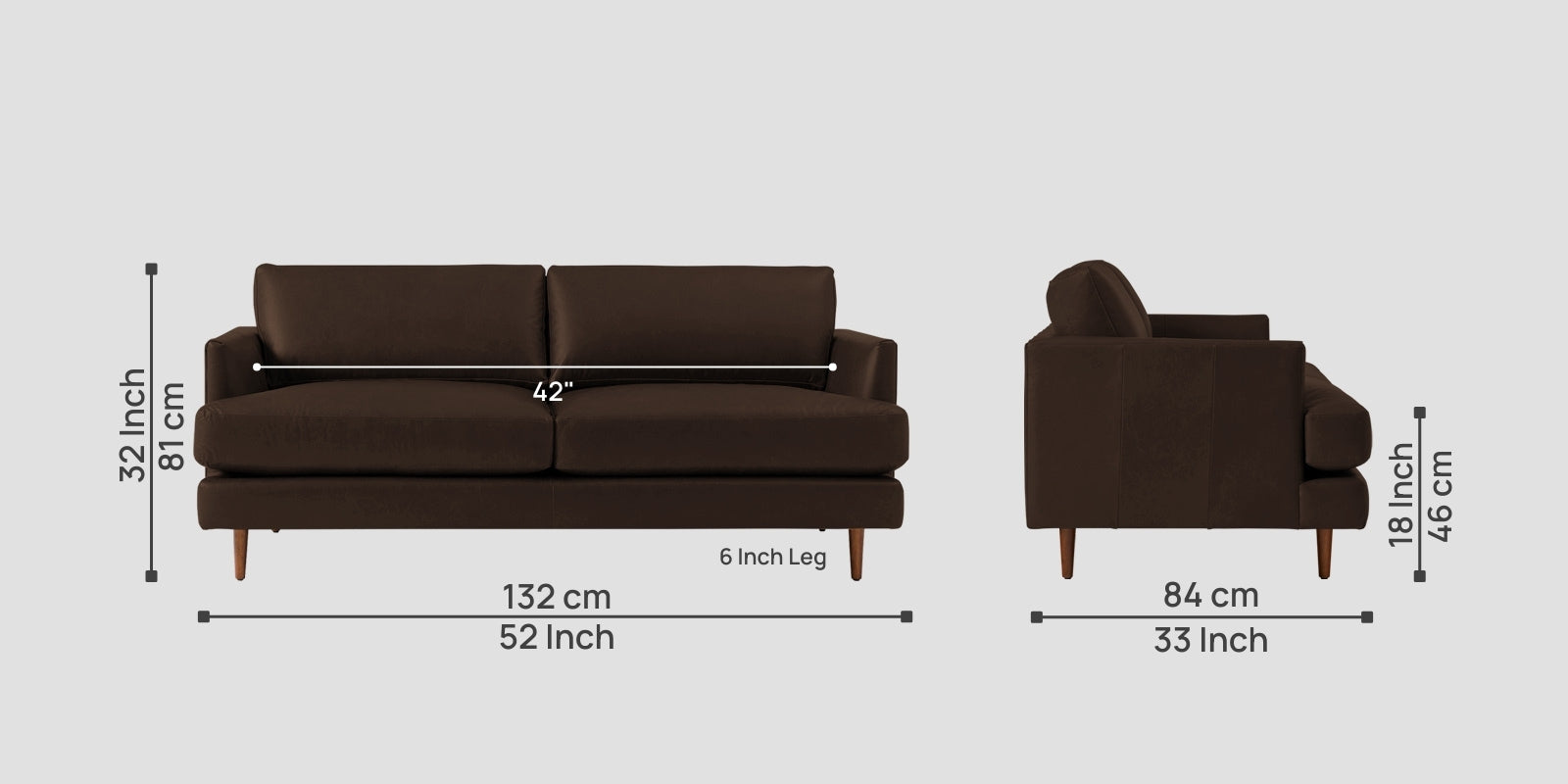 Sterio Leatherette 2 Seater Sofa In Carob Brown Colour - Febonic Living