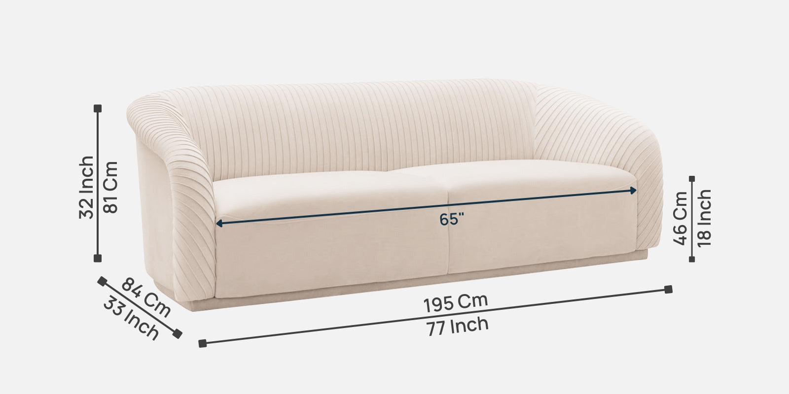 Yara Velvet Fabric 3 Seater Sofa In Camel Beige Colour - Febonic Living