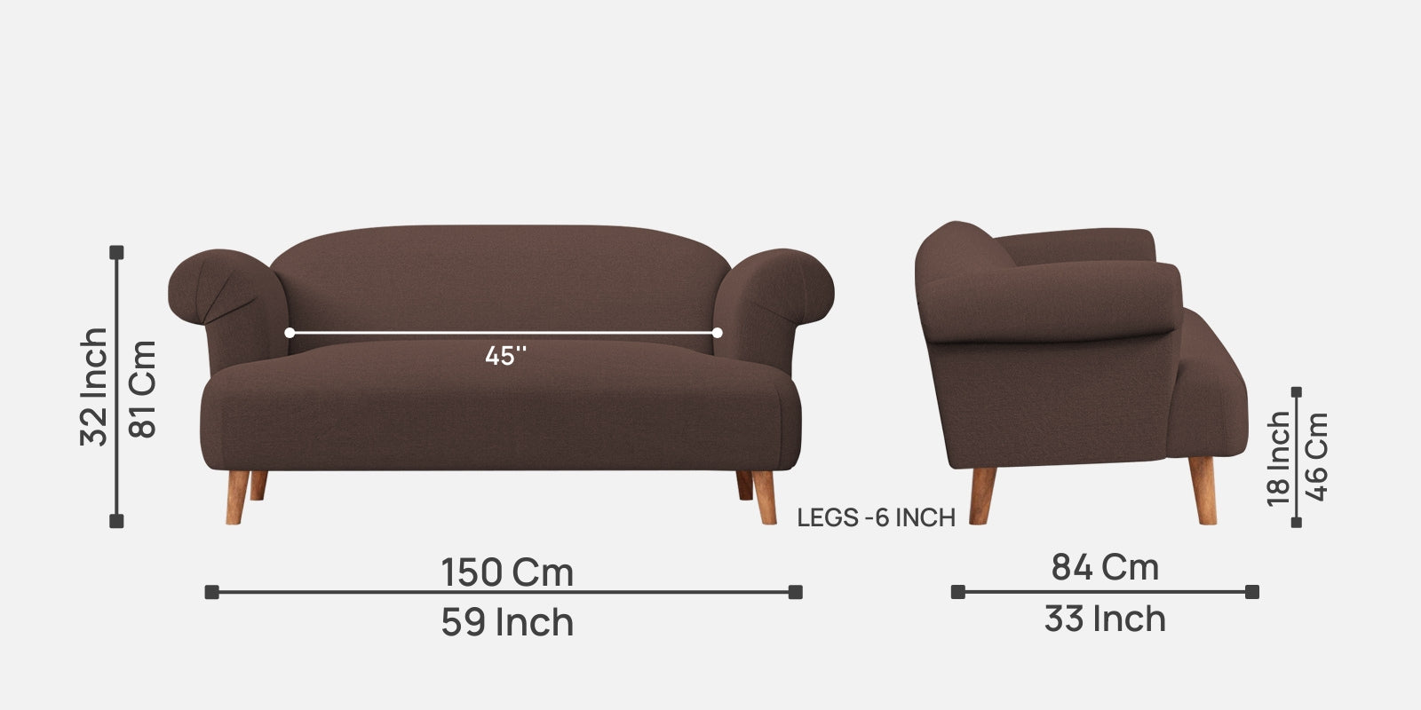 Barber Fabric 2 Seater Sofa In Caramel Brown Colour - Febonic Living
