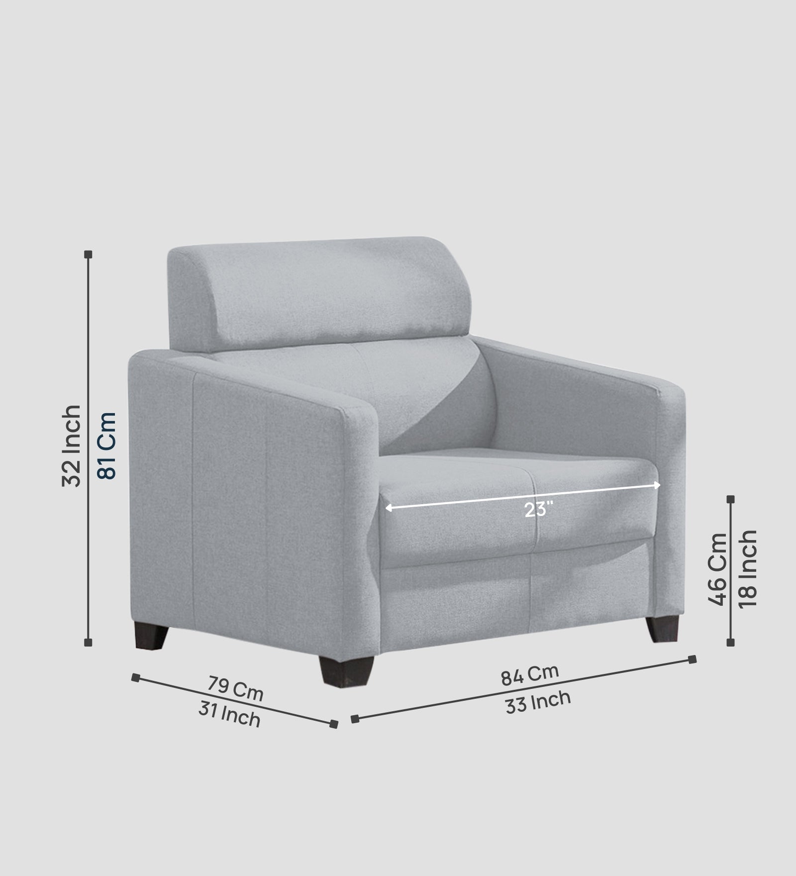 Devo Fabric 1 Seater Sofa In Coin Grey Colour - Febonic Living