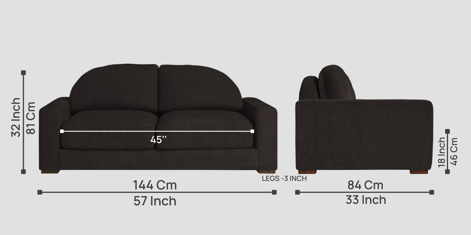 Dara Fabric 2 Seater Sofa In Cara Brown Colour - Febonic Living