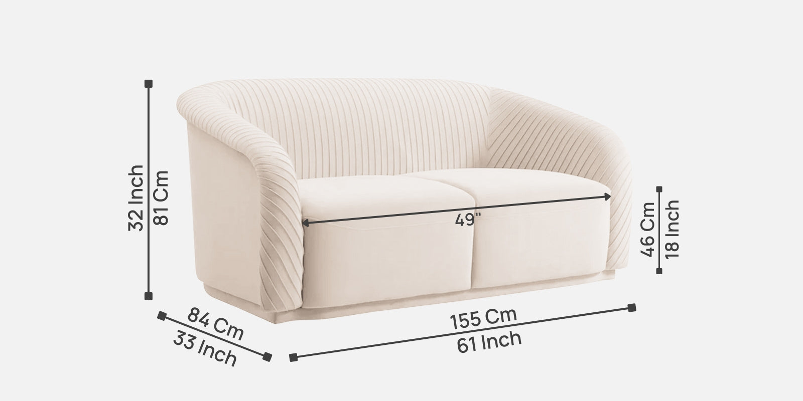 Yara Velvet Fabric 2 Seater Sofa In Camel Beige Colour - Febonic Living