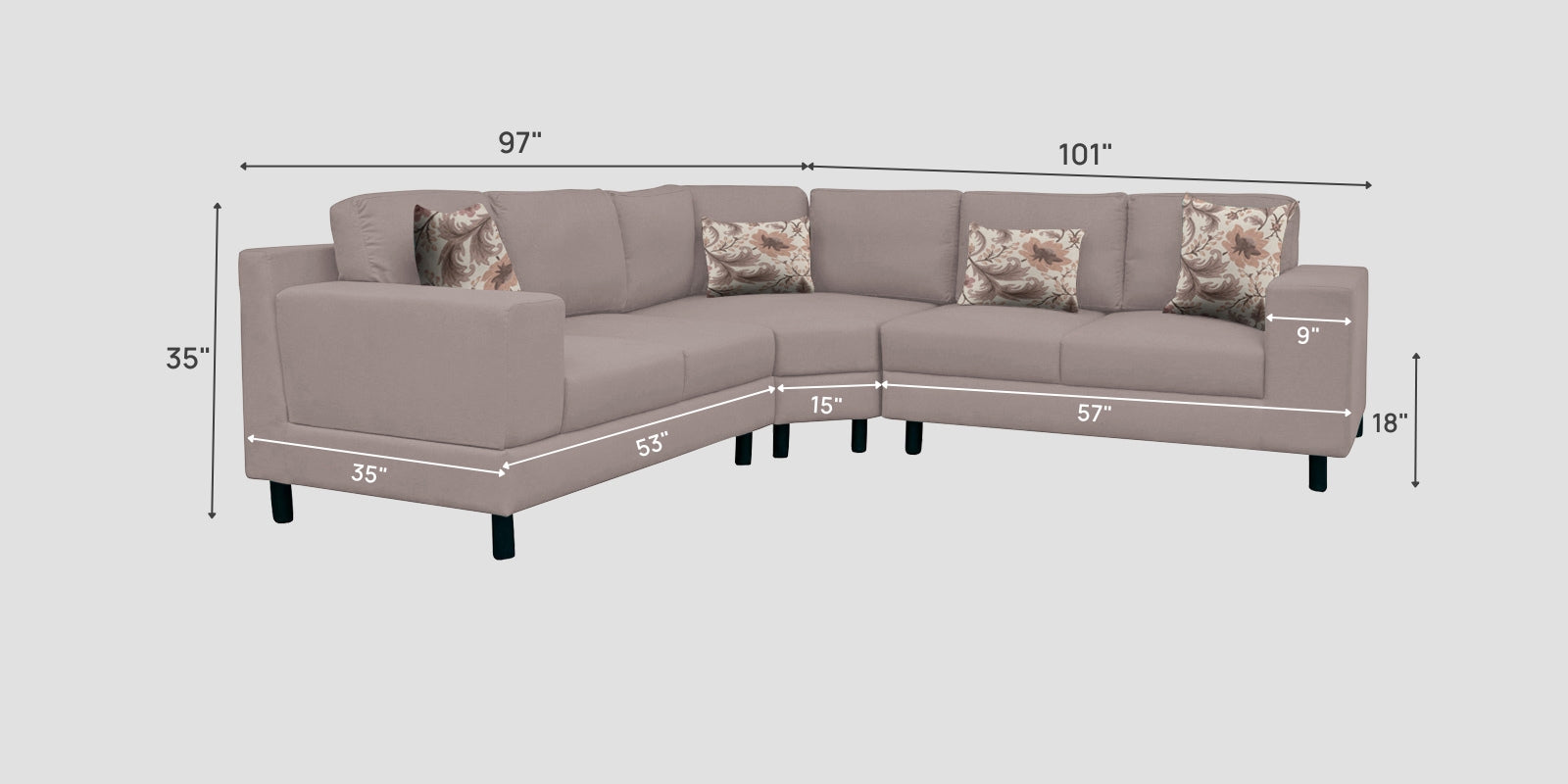 Betty Fabric 6 Seater LHS Corner sofa In Almond Beige Colour - Febonic Living