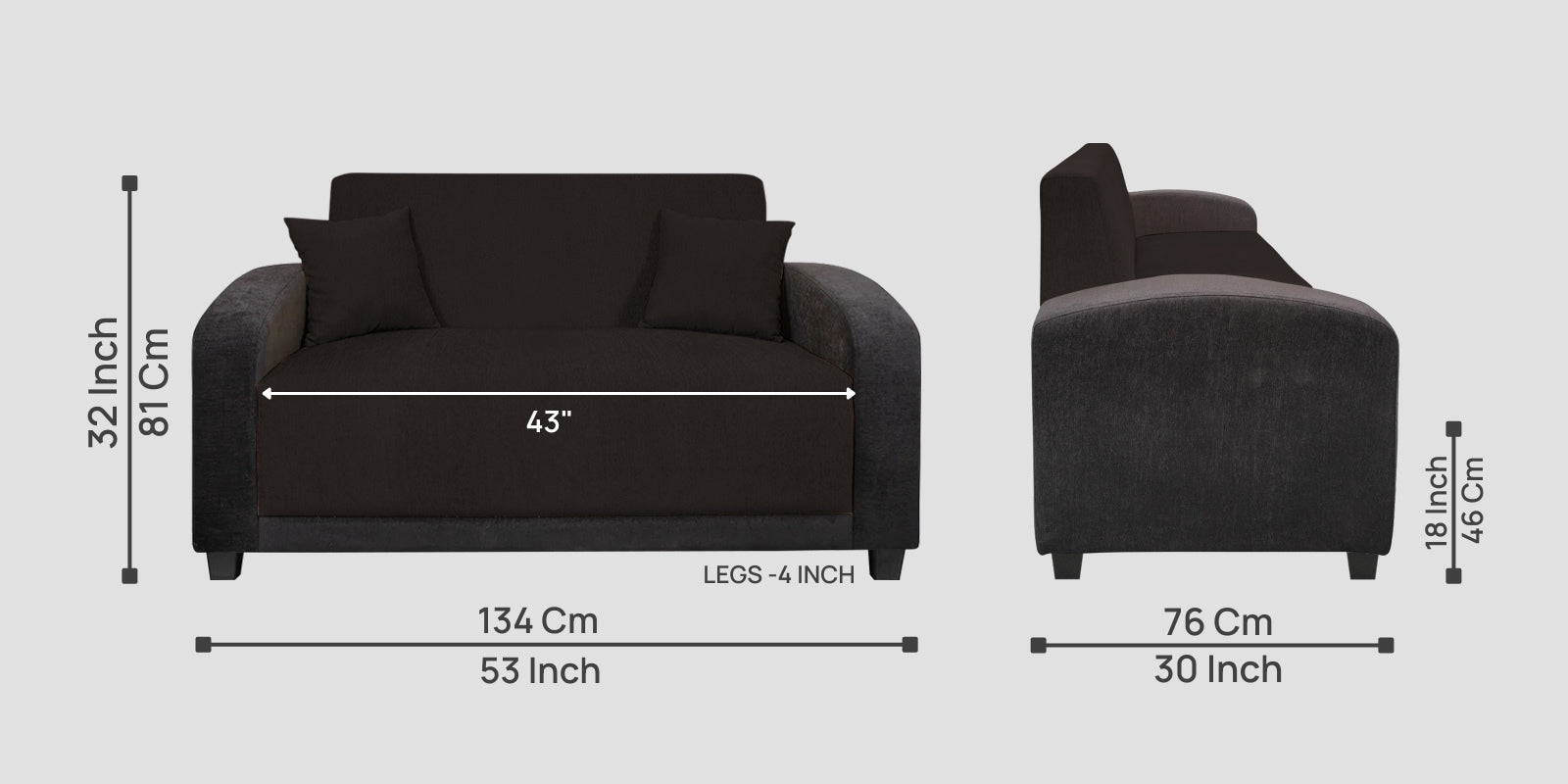 Alex Fabric 2 Seater Sofa In Cara Brown Colour - Febonic Living