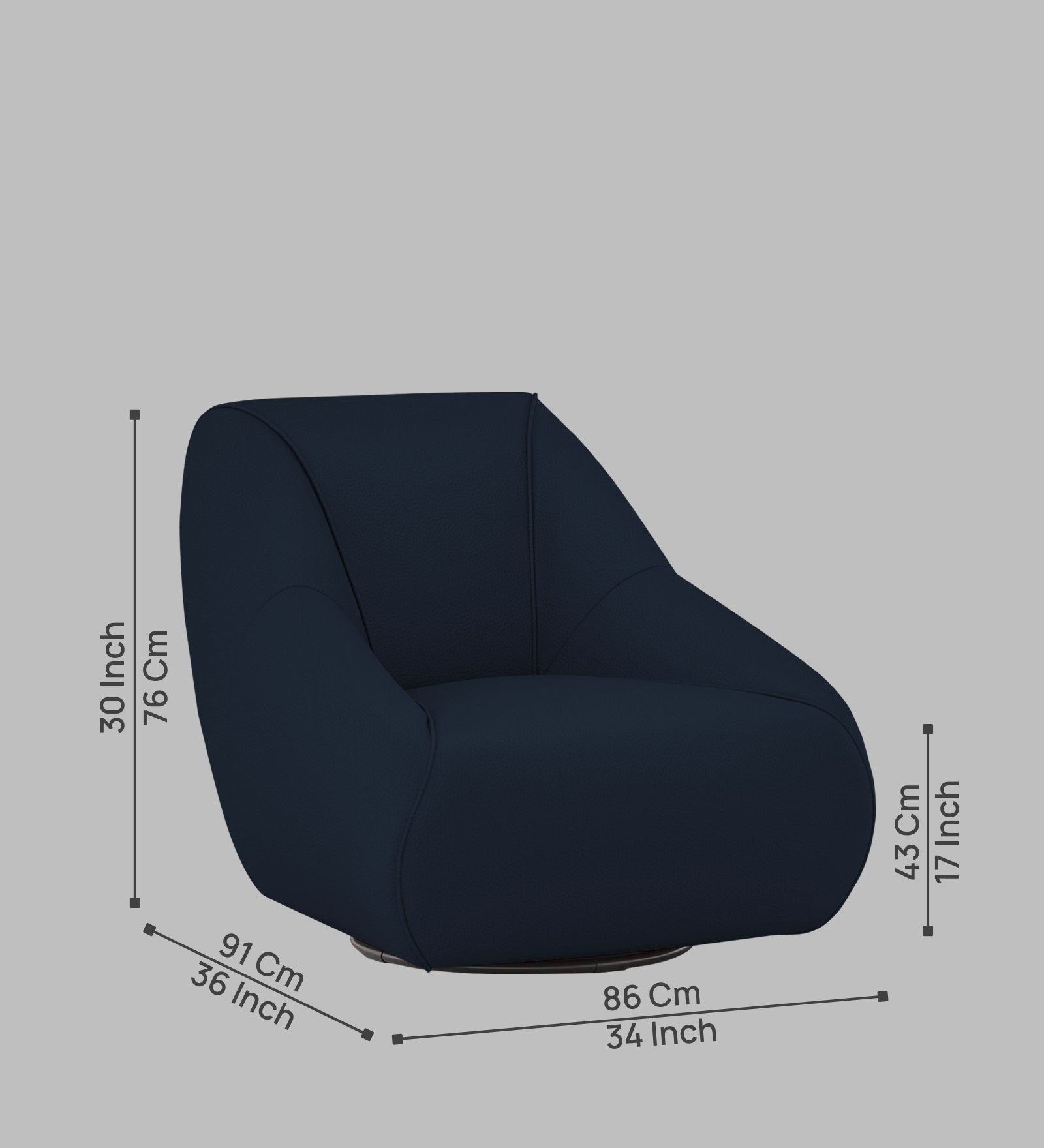 Willow Leatherette Swivel Chair In Berry Blue Colour - Febonic Living