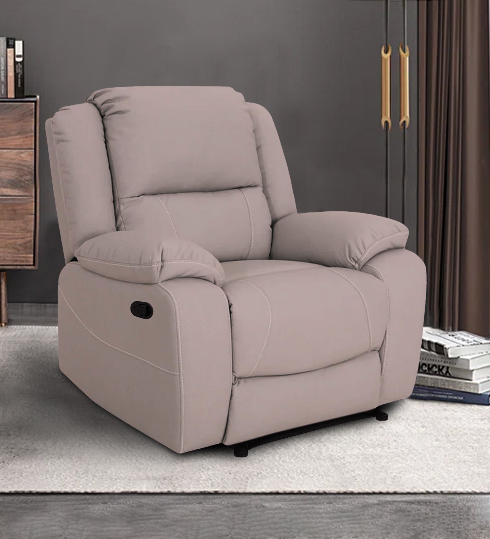 Adley Fabric 1 Seater Manual Recliner In Orchid Beige Colour - Febonic Living