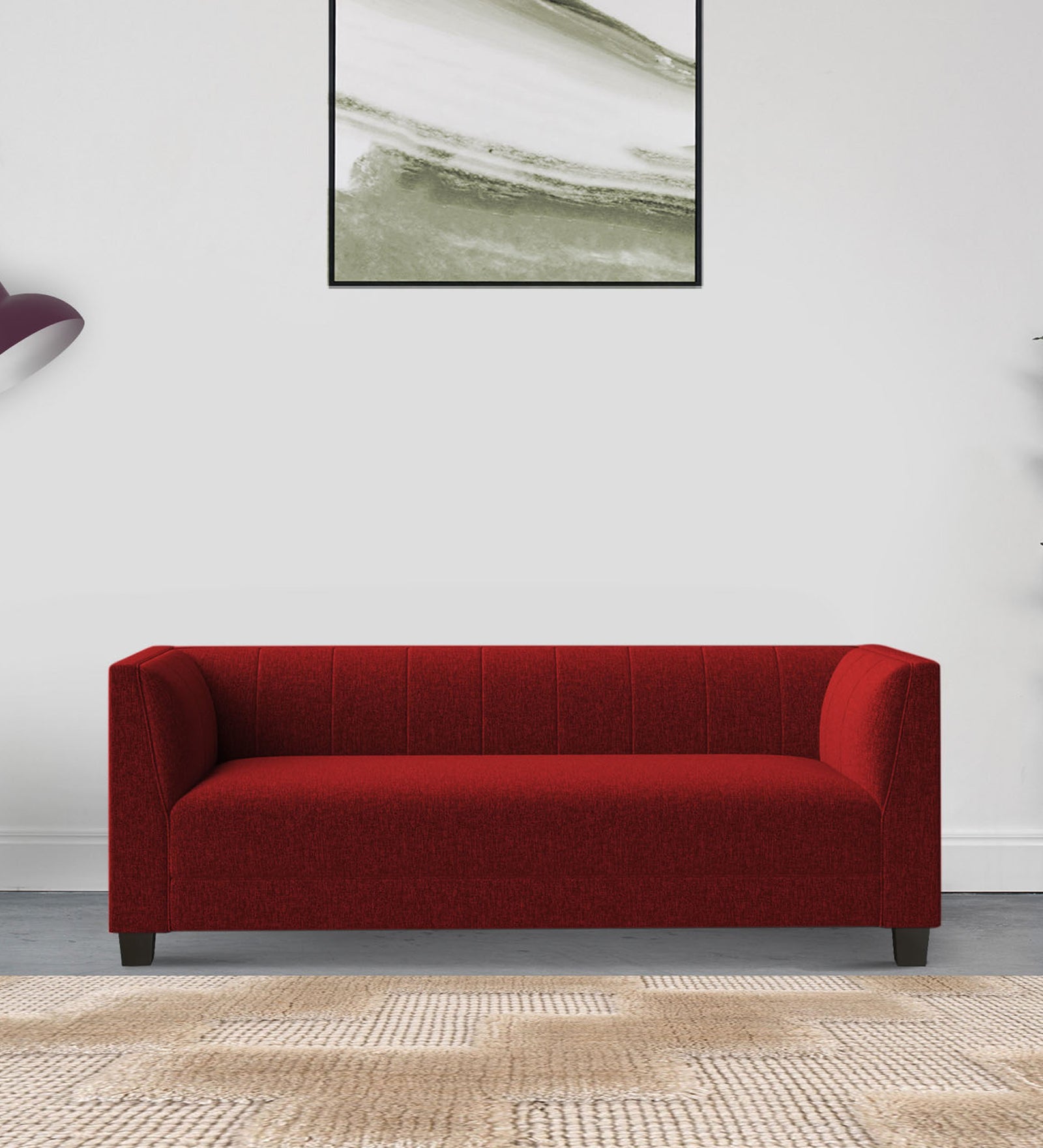 Chastin Fabric 3 Seater Sofa In Blood Maroon Colour - Febonic Living