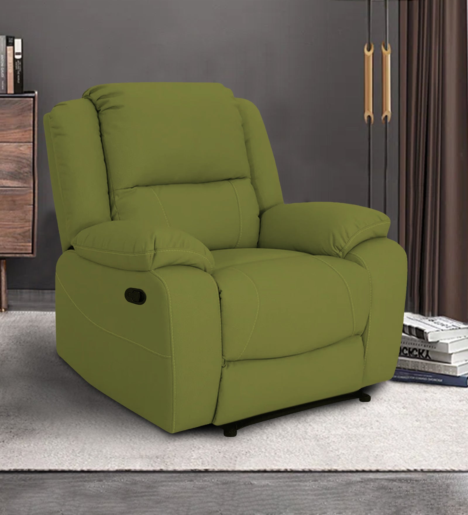 Adley Fabric 1 Seater Manual Recliner In Lime Green Colour - Febonic Living