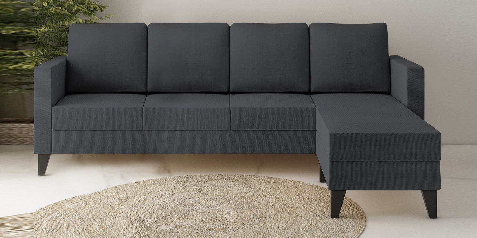 Nori Fabric LHS Sectional Sofa (3+Lounger) In Maba Grey Colour - Febonic Living