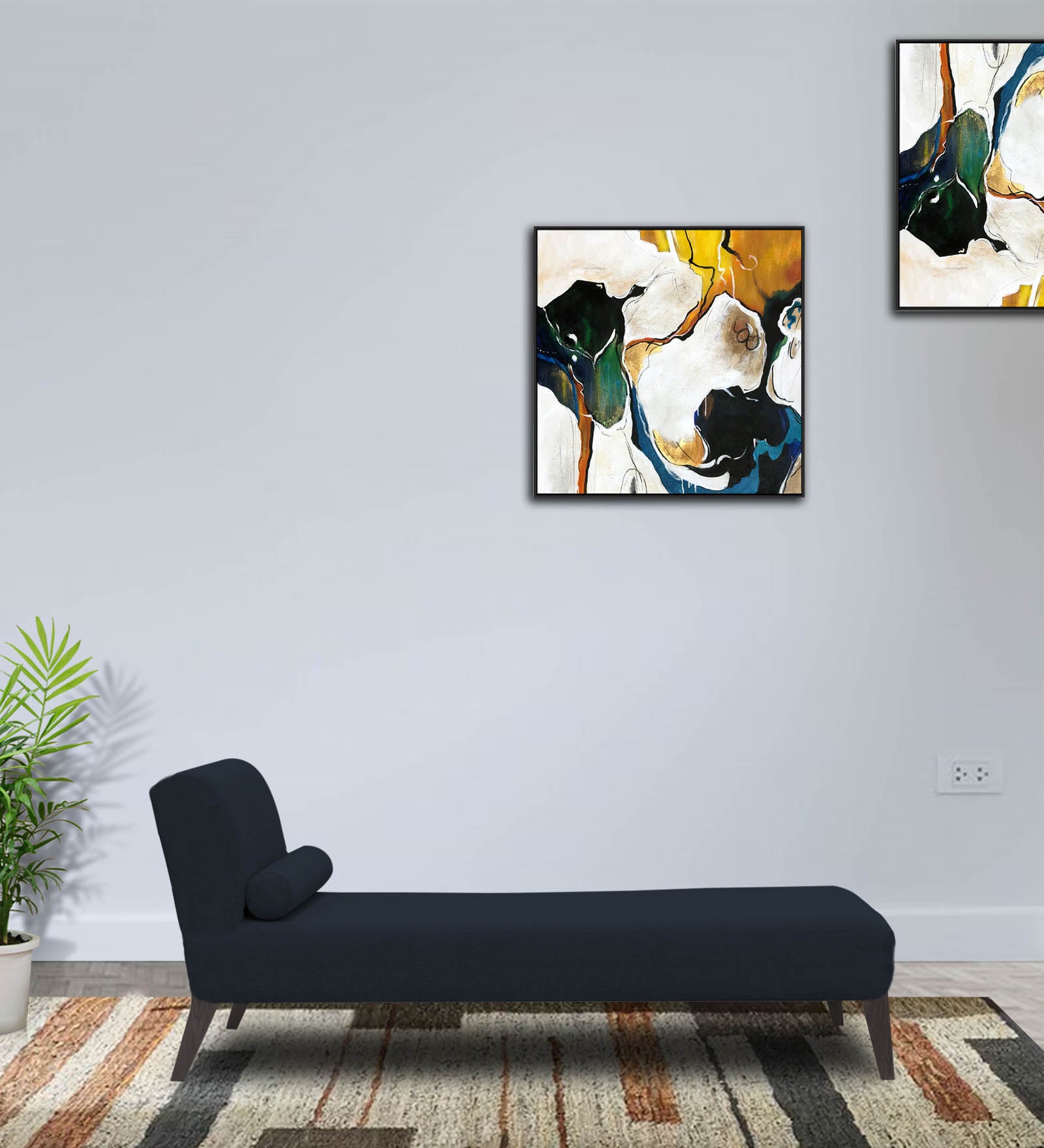 Noce Fabric Armless Chaise Lounger In Denim Blue Colour - Febonic Living