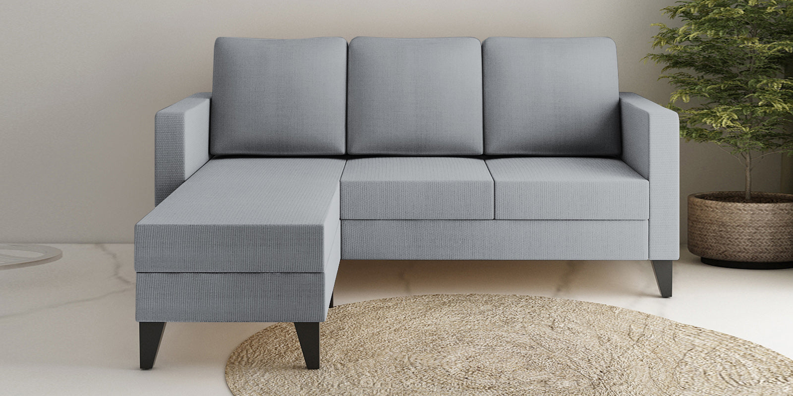 Nori Fabric RHS Sectional Sofa (2+Lounger) In Coin Grey Colour - Febonic Living