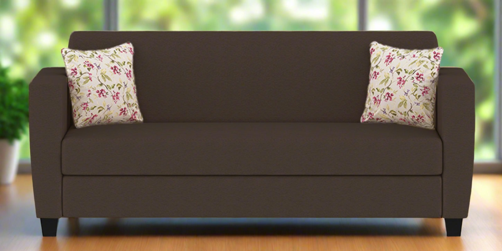 Gozi Fabric 3 Seater Sofa In Coffee Brown Colour - Febonic Living