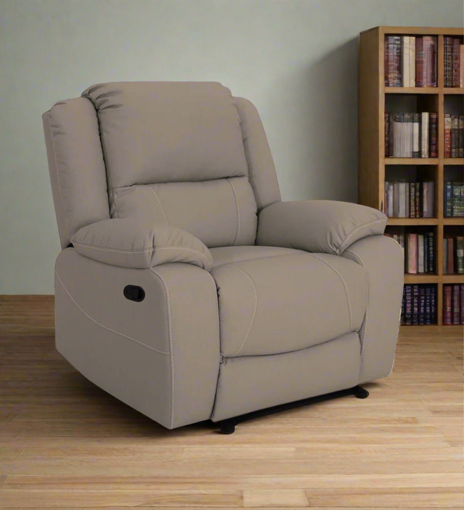 Adley Fabric 1 Seater Manual Recliner In Natural Beige Colour - Febonic Living