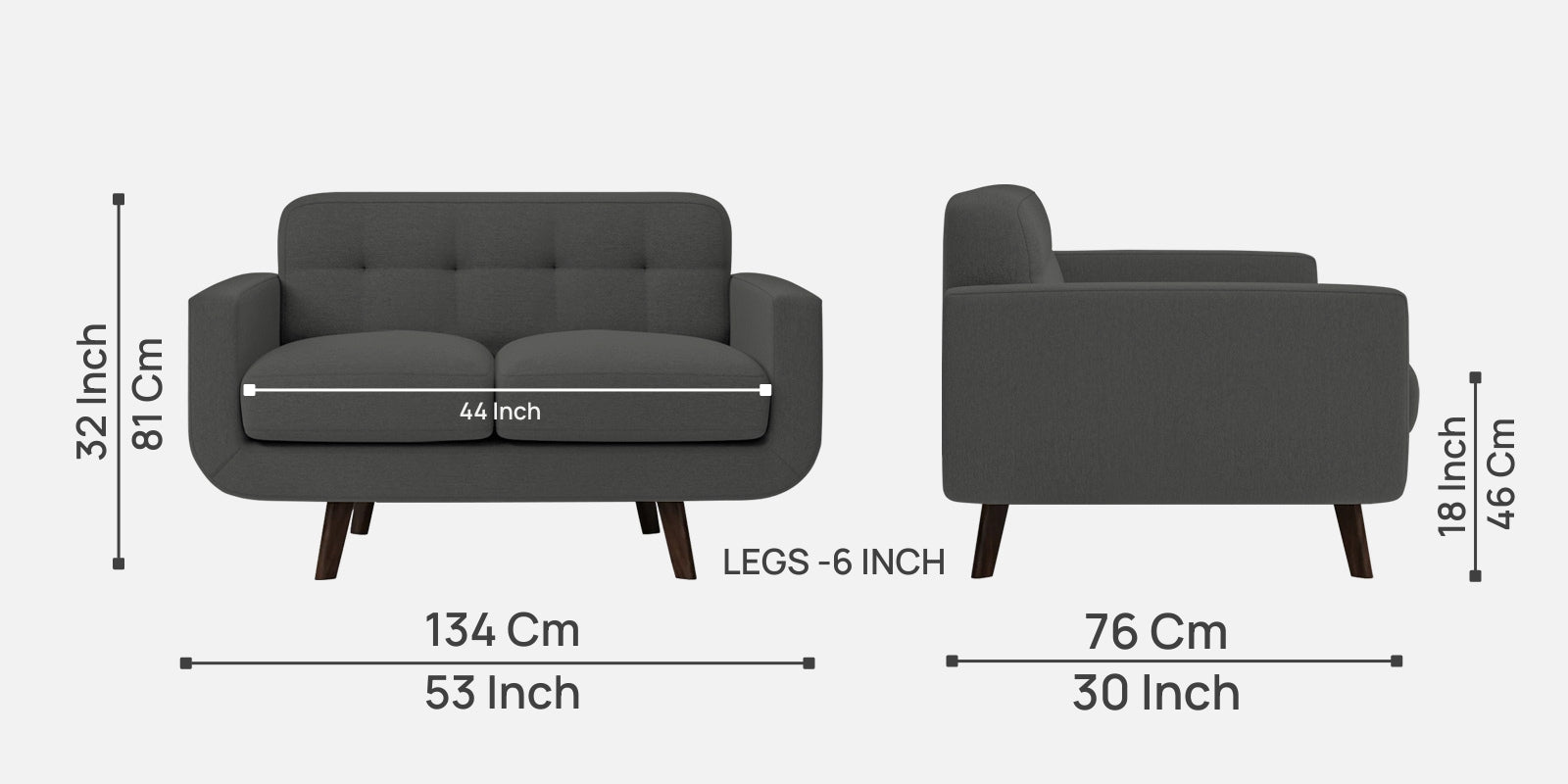 Marsela Fabric 2 Seater Sofa In Stone Grey Colour - Febonic Living