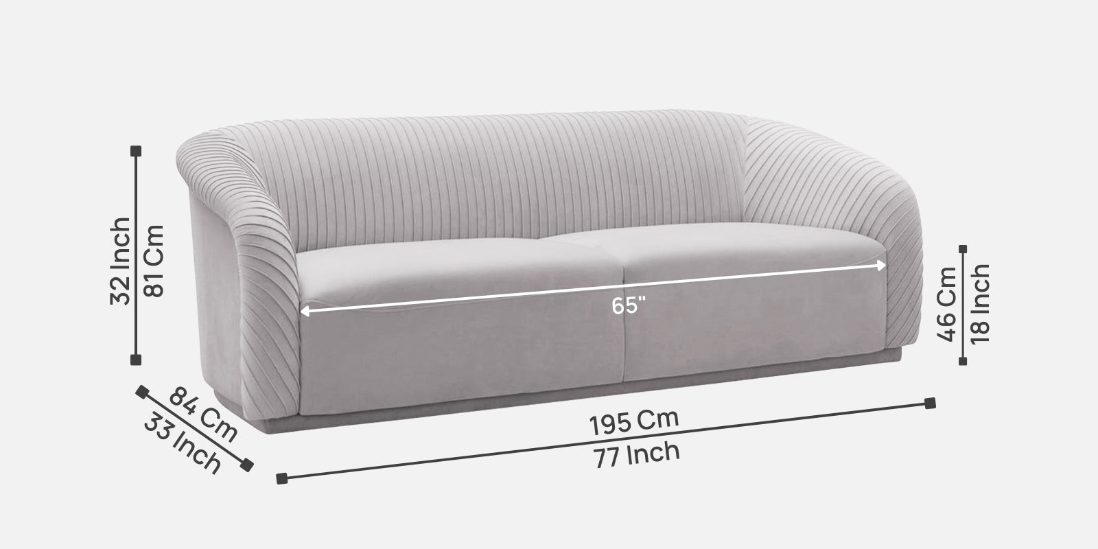 Yara Velvet Fabric 3 Seater Sofa In Concrete Grey Colour - Febonic Living