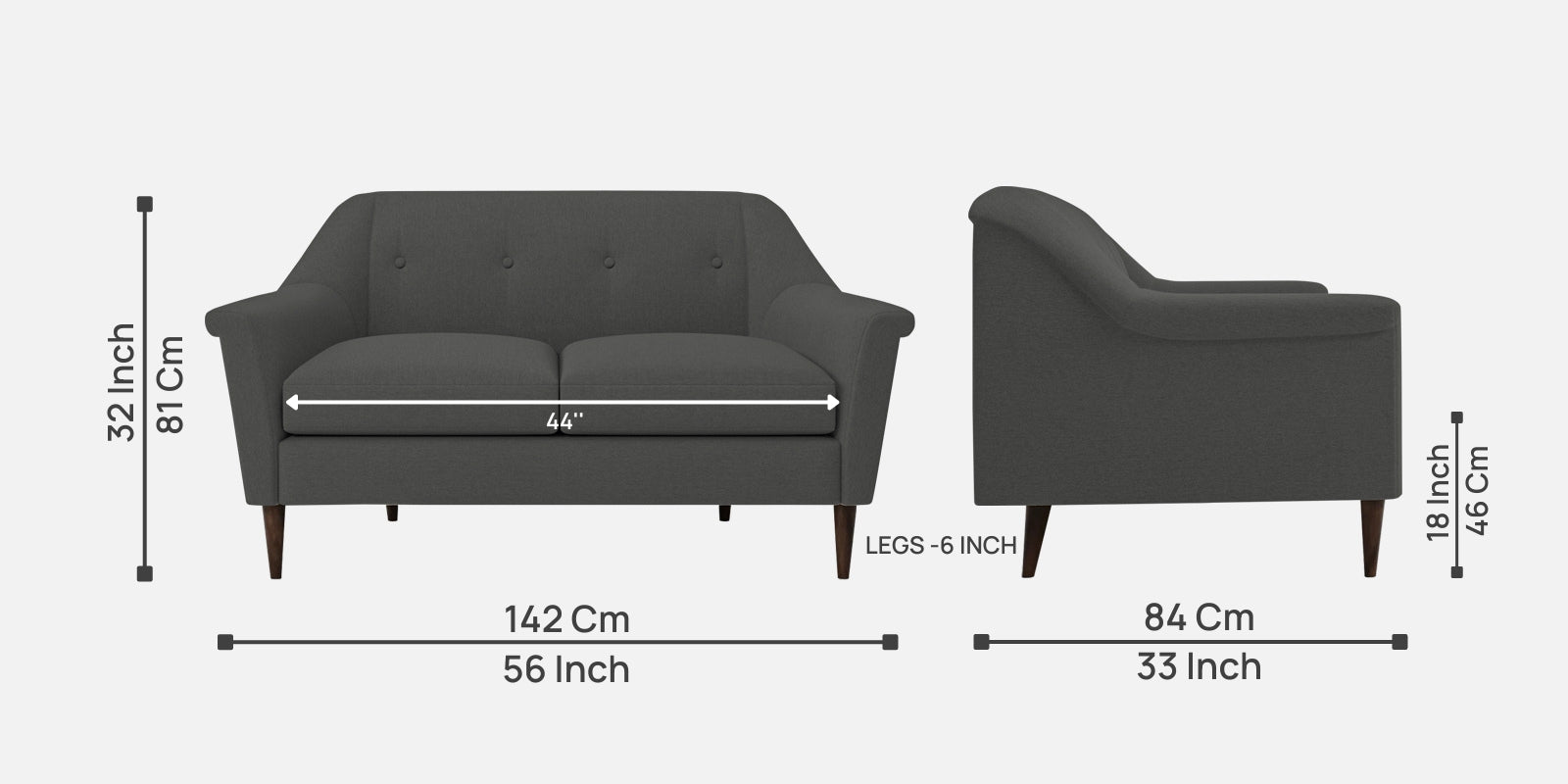 Homer Fabric 2 Seater Sofa In Stone Grey Colour - Febonic Living