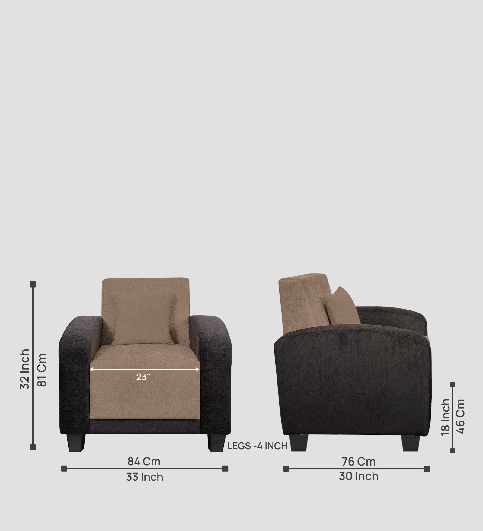 Alex Fabric 1 Seater Sofa In Cookie Beige Colour - Febonic Living