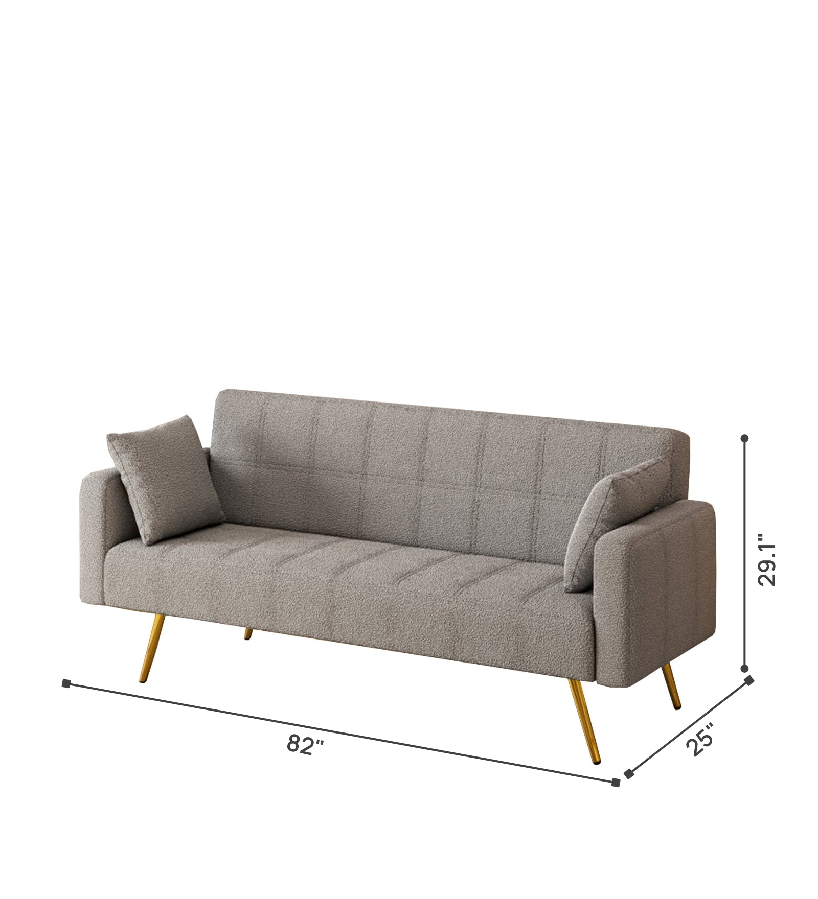 Arrow Boucle Fabric 3 Seater Convertible Sofa Cum Bed In Cement Beige Colour - Febonic Living