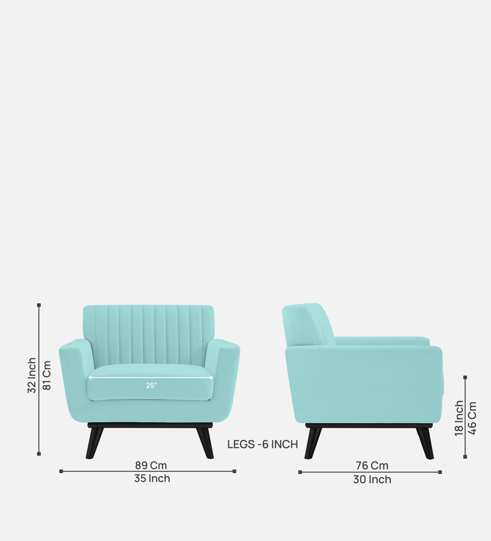 Tucker Velvet 1 Seater Sofa In Barmunda Aqua Colour - Febonic Living