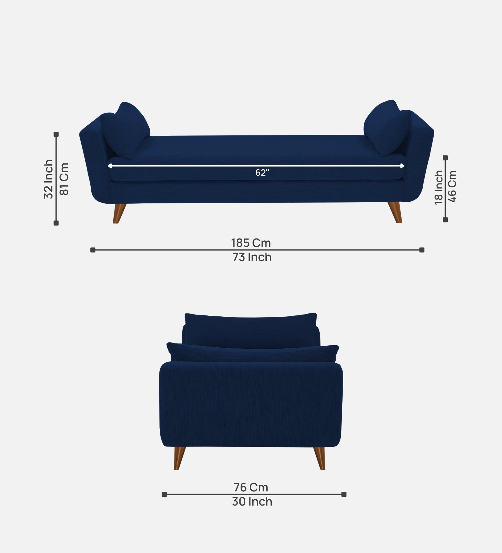 Jasmin Fabric Chaise Lounger In Royal Blue Colour - Febonic Living