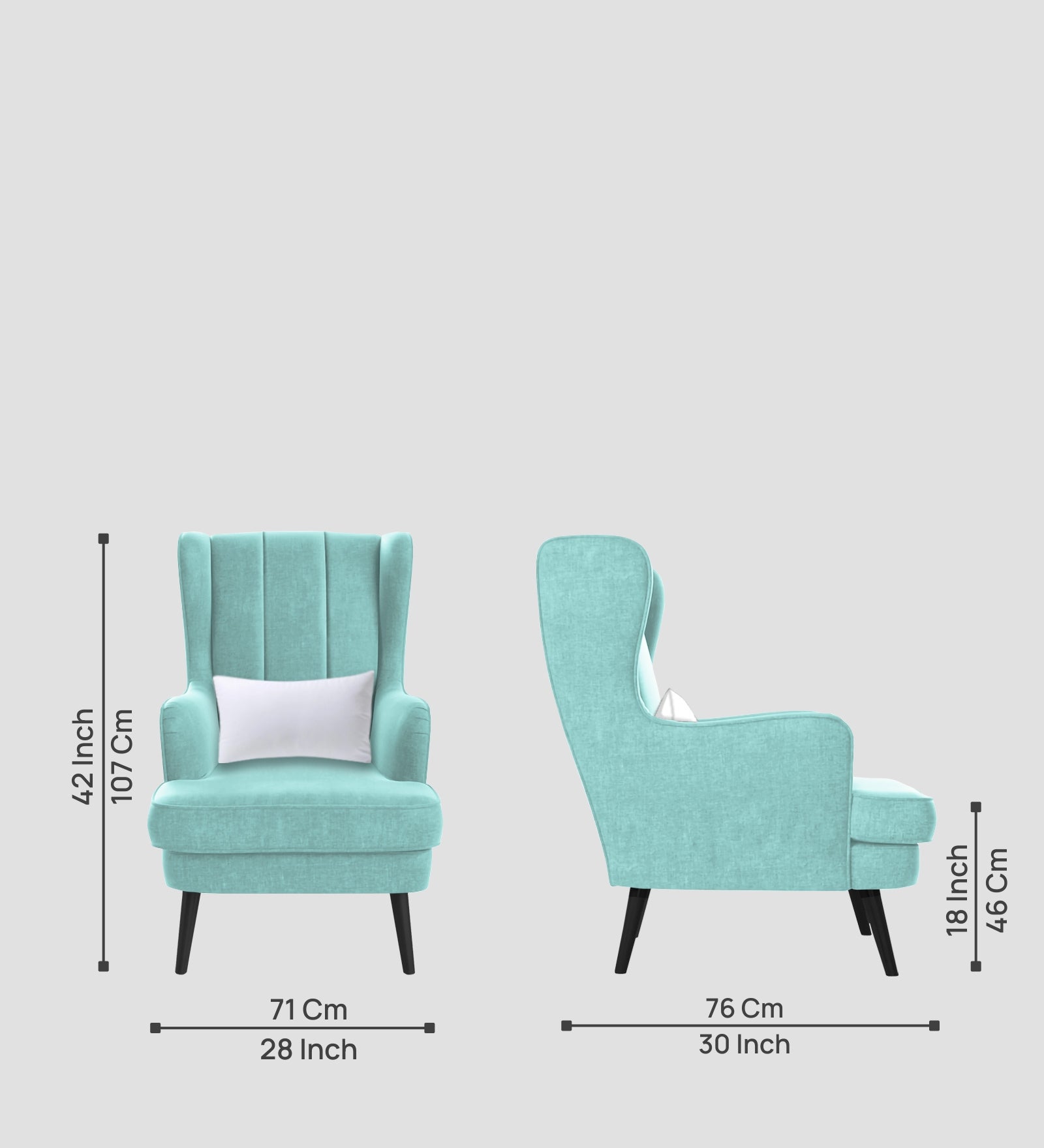 Niya Velvet Wing Chair In Barmunda Aqua Colour - Febonic Living