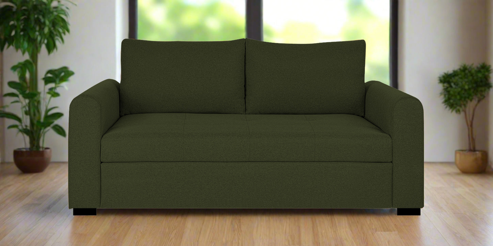 Sigma Fabric 2 Seater Sofa In Olive Green Colour - Febonic Living