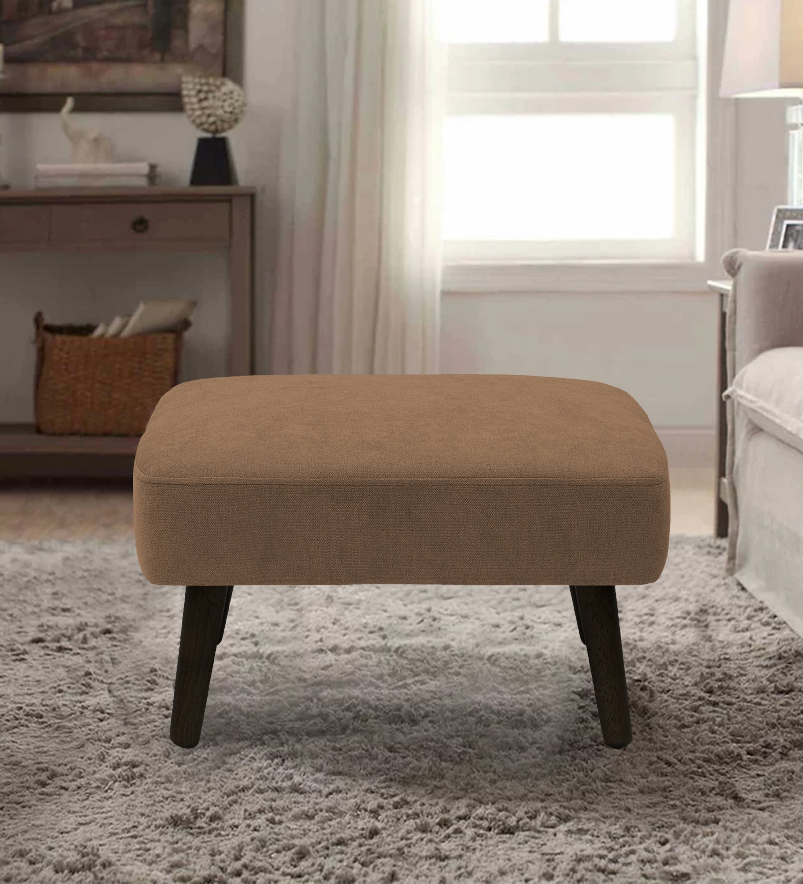 Luke Fabric Foot Stool In Cookie Beige Colour - Febonic Living