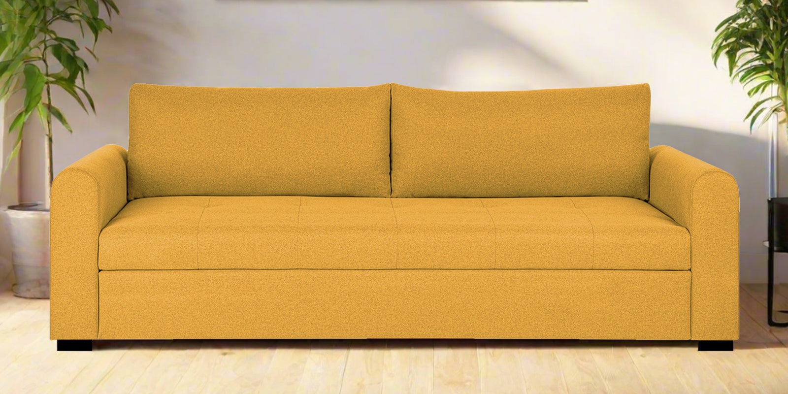 Sigma Fabric 3 Seater Sofa In Bold Yellow Colour - Febonic Living
