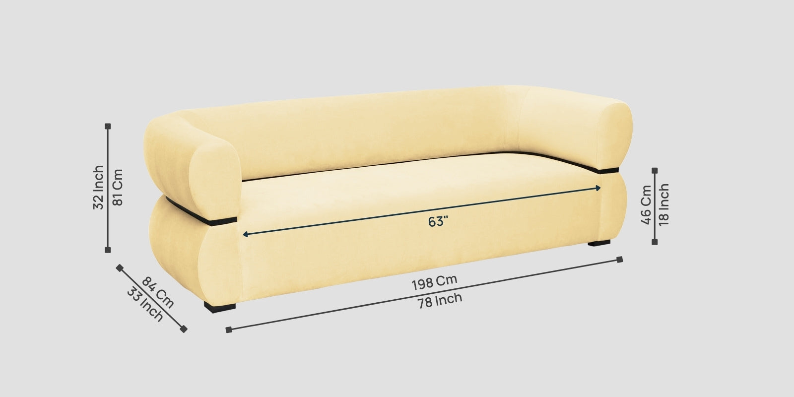 Kula Velvet 3 Seater Sofa In Sandy Beige Colour - Febonic Living