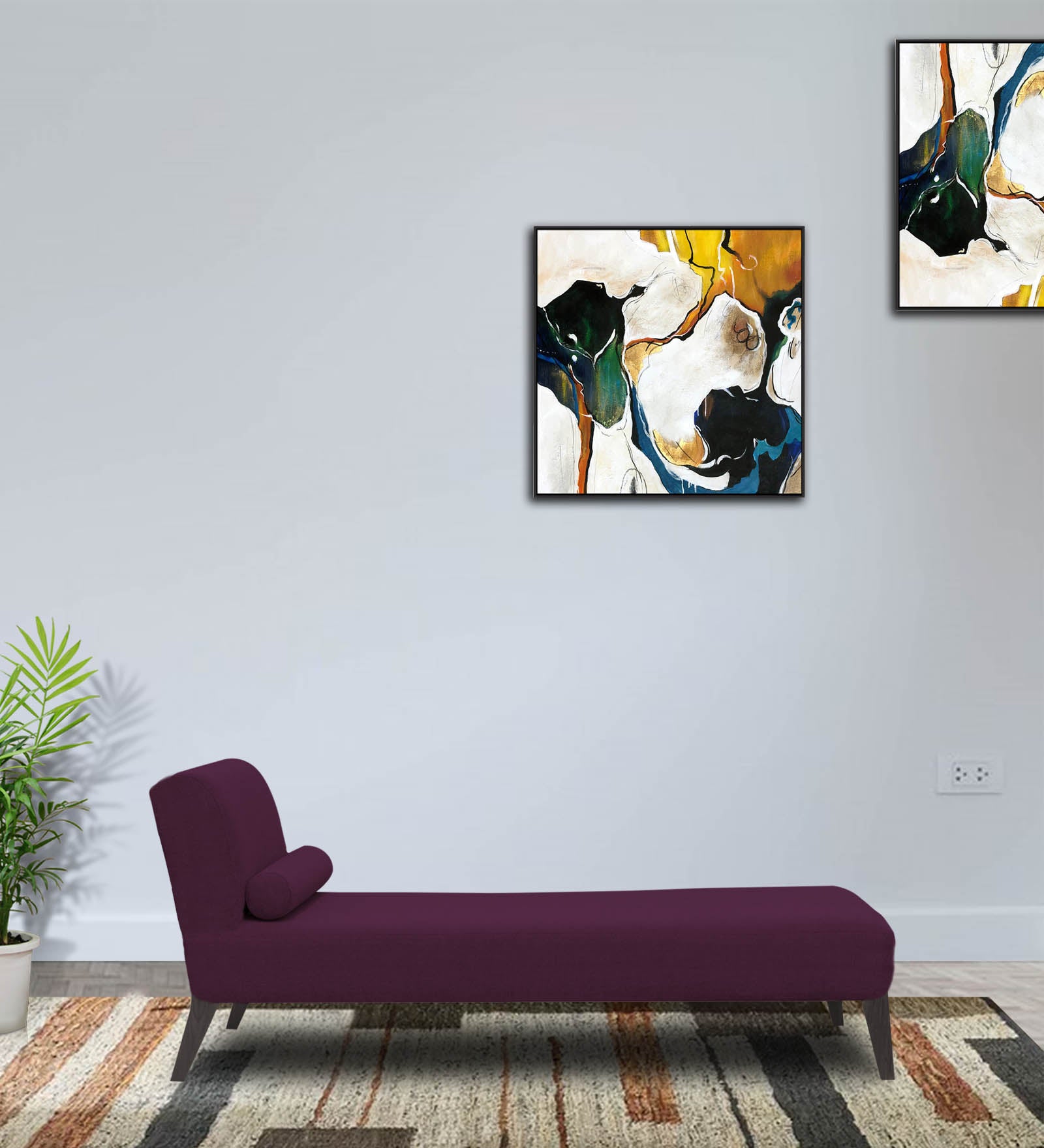 Noce Fabric Armless Chaise Lounger In Greek Purple Colour - Febonic Living