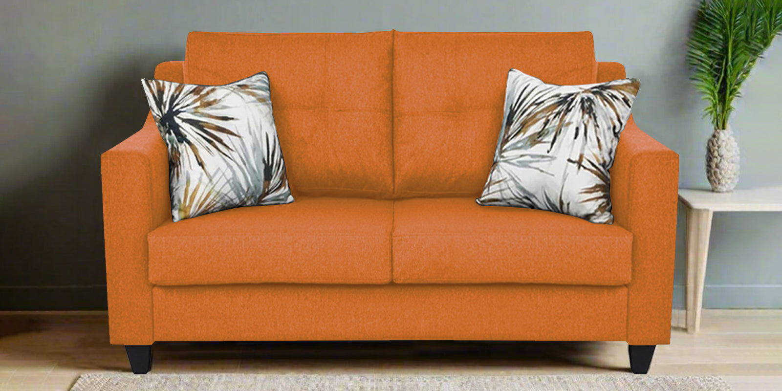 Welly Fabric 2 Seater Sofa In Dark Orange Colour - Febonic Living