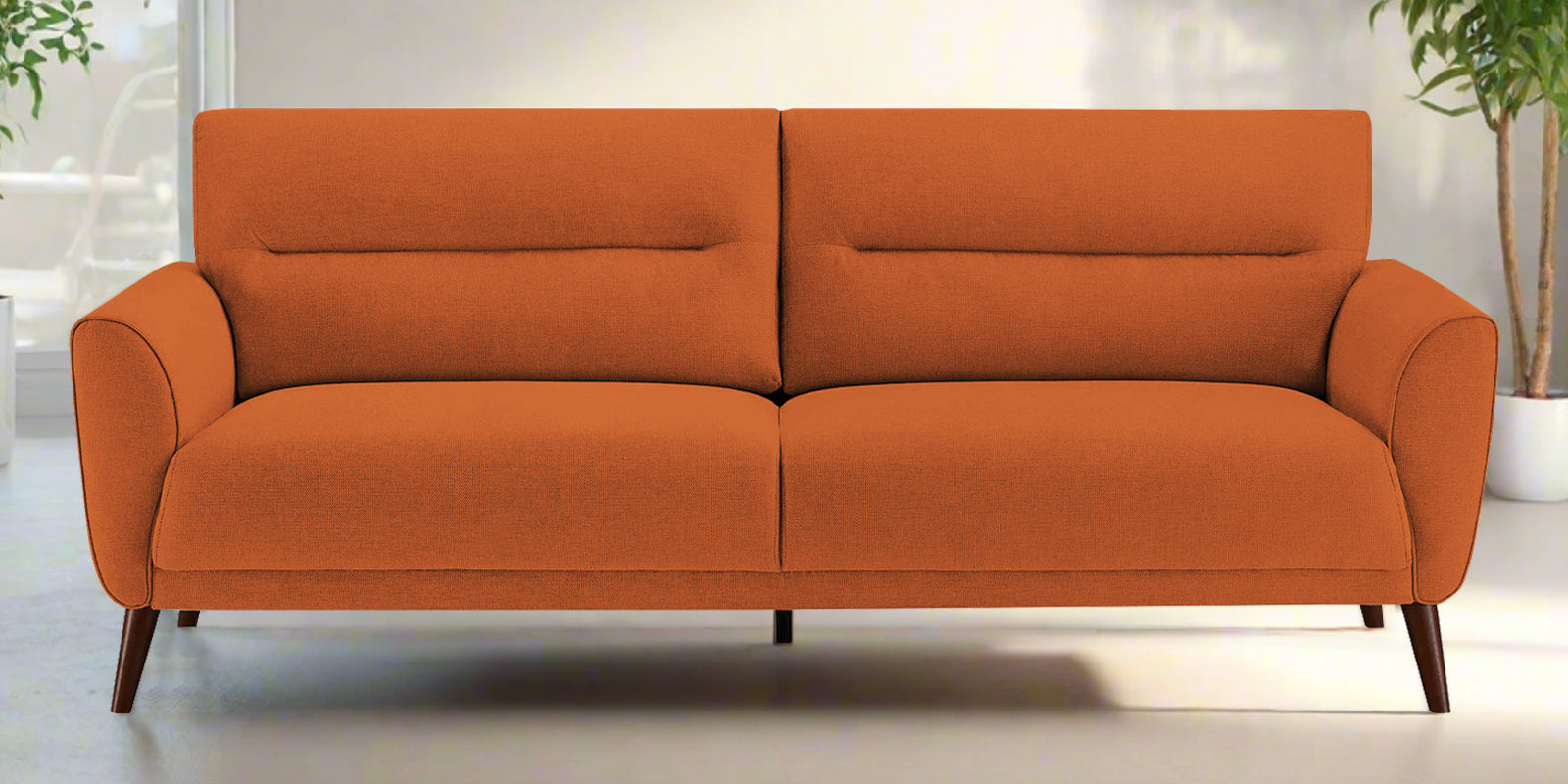 Castro Fabric 3 Seater Sofa In Vivid Orange Colour - Febonic Living