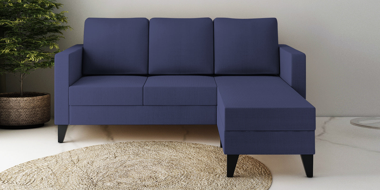 Nori Fabric LHS Sectional Sofa (2+Lounger) In Slate Blue Colour - Febonic Living
